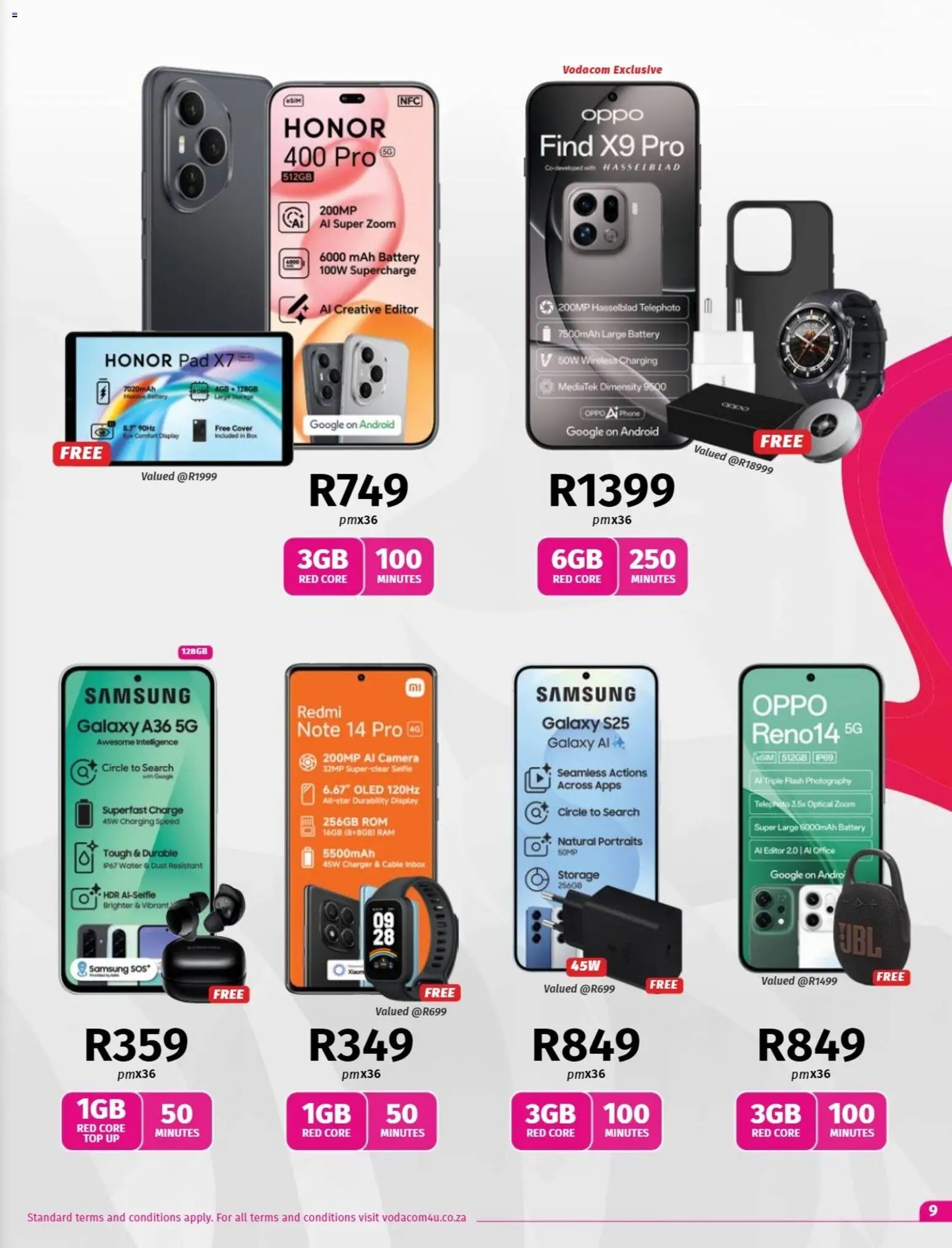 New Vodacom catalogue – valid from 09.12.2025 | Page: 9 | Products: Phone, Cable, Charger, Water New Vodacom catalogue – valid from 09.12.2025 | Page: 9 | Products: Phone, Cable, Charger, Water