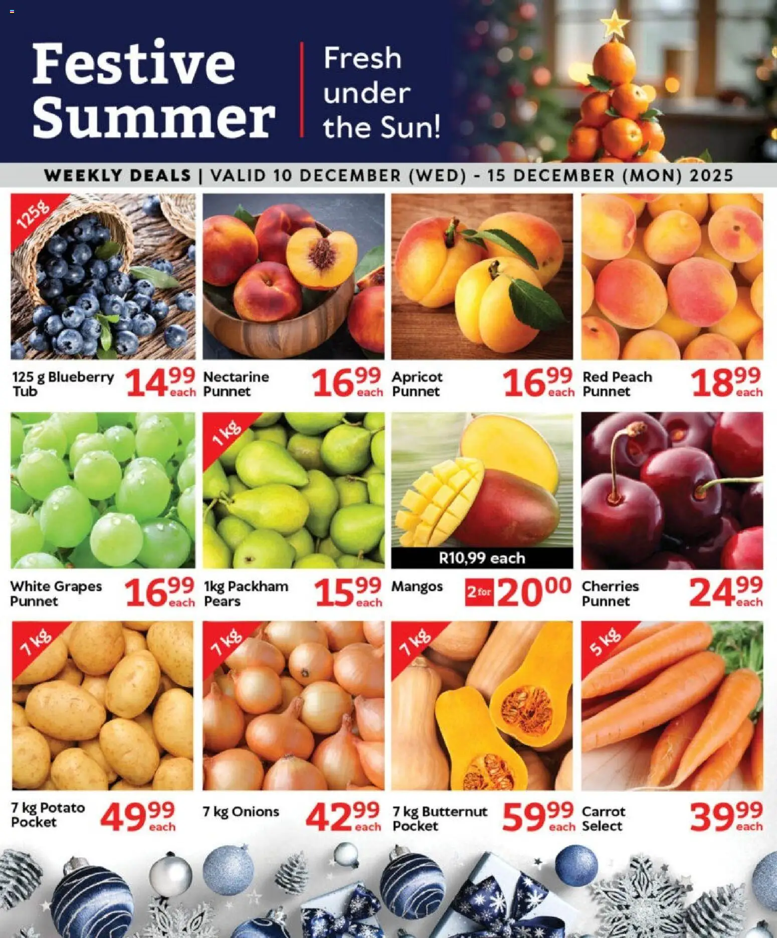 New Oxford Freshmarket catalogue – valid from 10.12.2025 | Page: 8 | Products: Pears, Cherries, Peach, Grapes