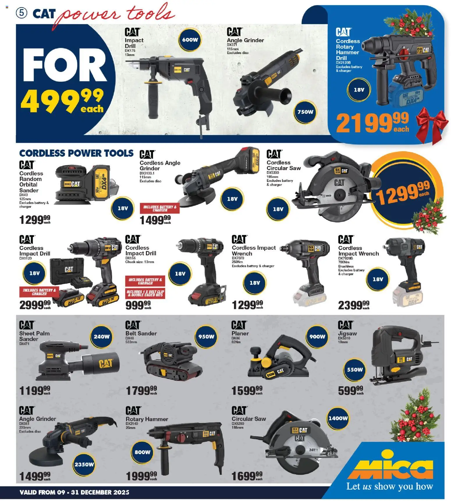 New MICA catalogue – valid from 09.12.2025 | Page: 5 | Products: Belt, Grinder, Drill, Wrench
