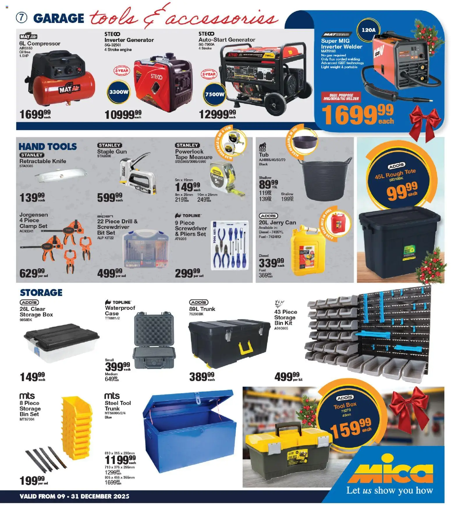 New MICA catalogue – valid from 09.12.2025 | Page: 7 | Products: Drill, Generator, Box, Oil