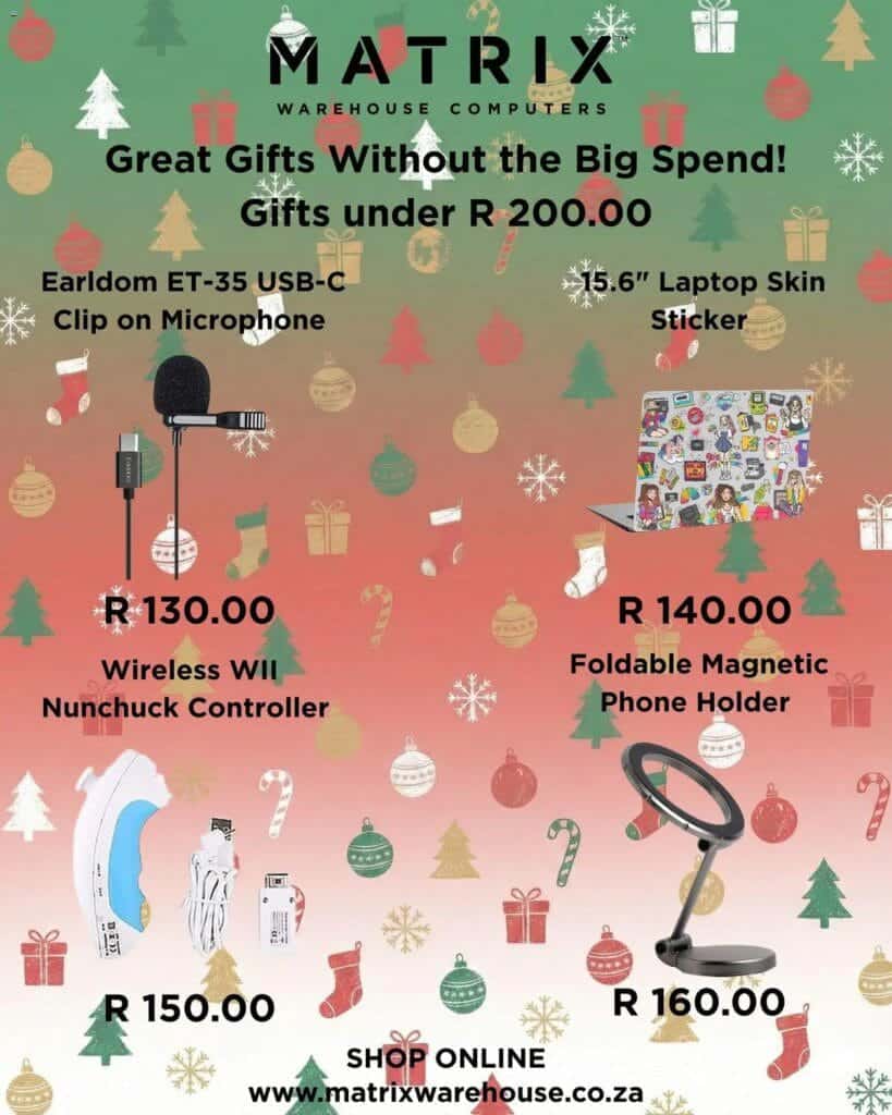 Matrix Warehouse Gifts under R200 (from Tuesday 09/12/2025) Online