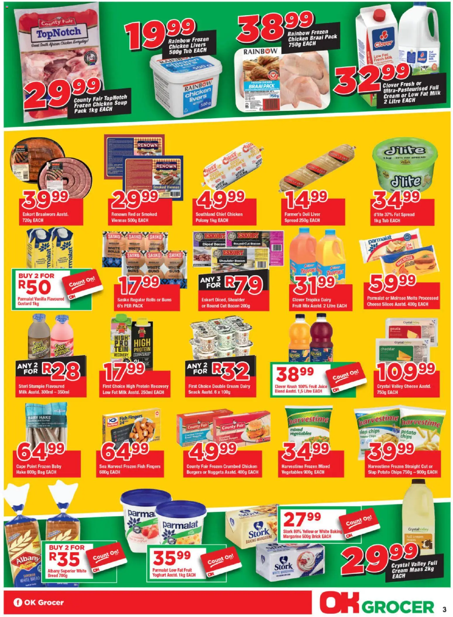 New OK Foods catalogue – valid from 10.12.2025 | Page: 3 | Products: Custard, Drone, Cheese, Vegetables