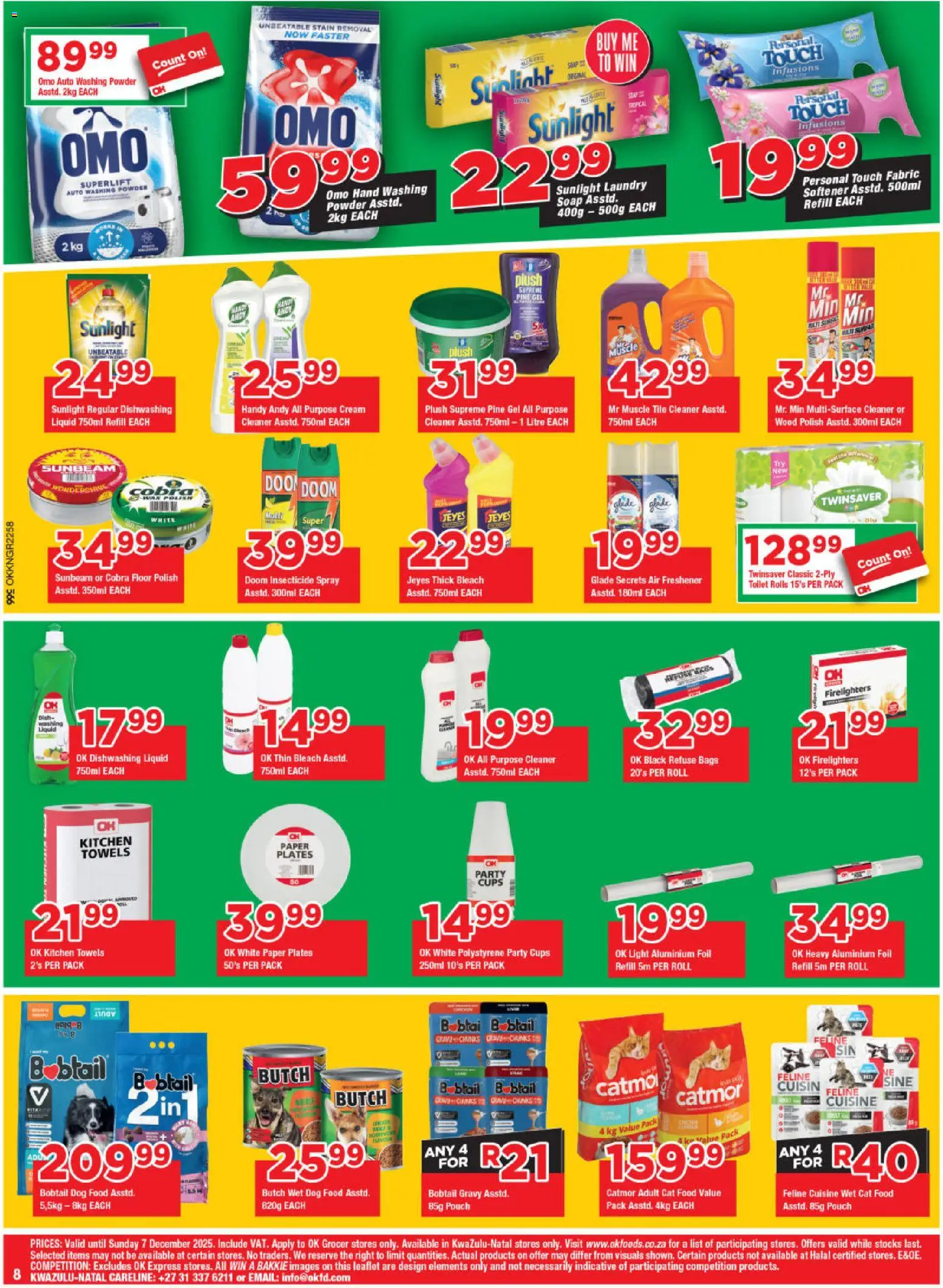 New OK Foods catalogue – valid from 10.12.2025 | Page: 8 | Products: Refuse bags, Gravy, Cat food, Dishwashing liquid