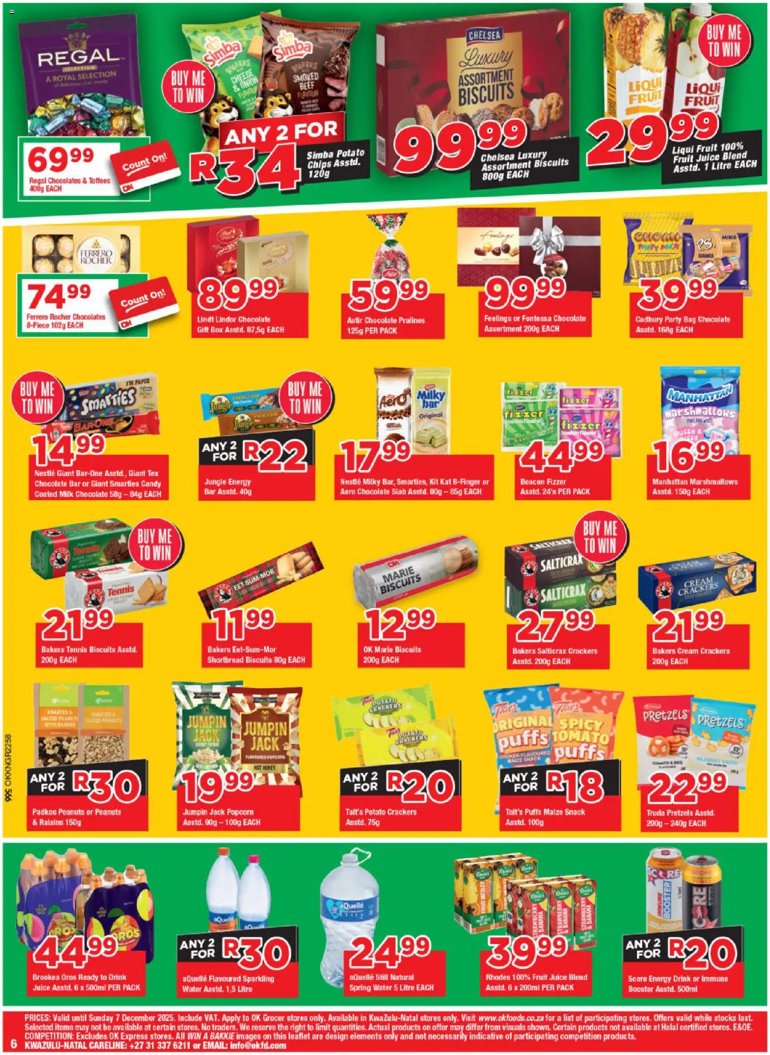 New OK Foods catalogue – valid from 10.12.2025 | Page: 6 | Products: Biscuits, Popcorn, Raisins, Fruit