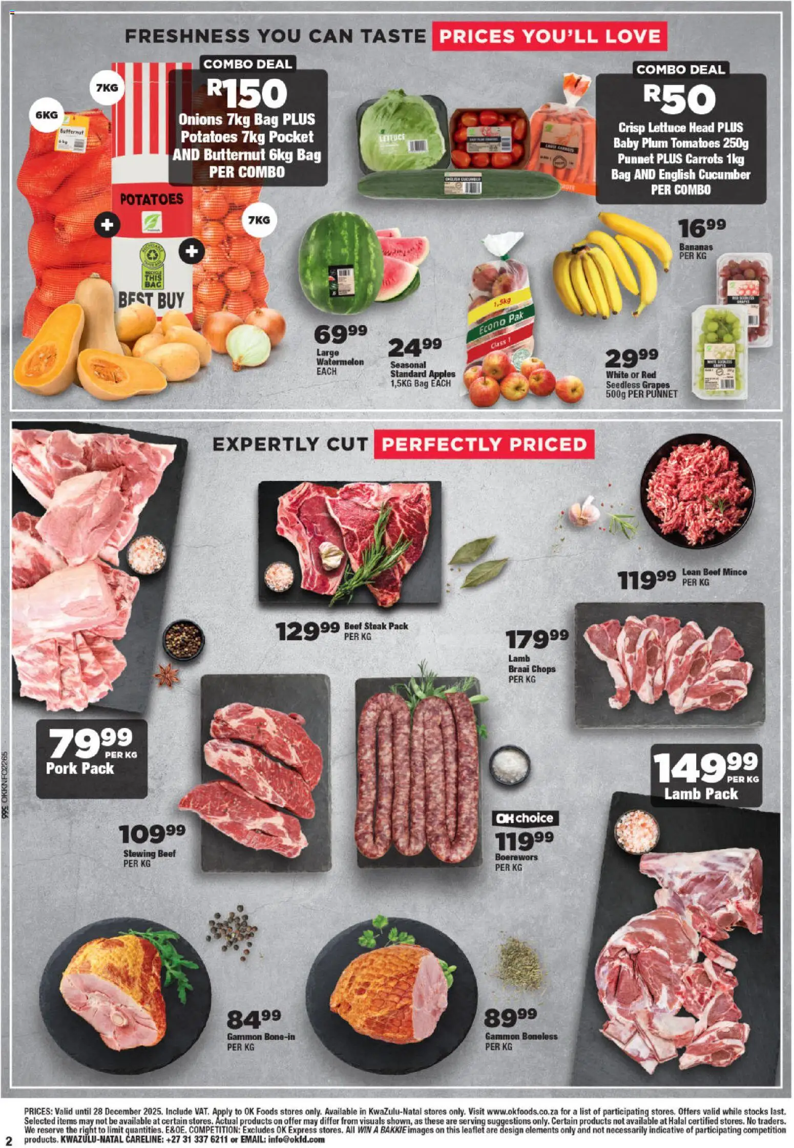 New OK Foods catalogue – valid from 10.12.2025 | Page: 2 | Products: Boerewors, Tomatoes, Carrots, Potatoes New OK Foods catalogue – valid from 10.12.2025 | Page: 2 | Products: Boerewors, Tomatoes, Carrots, Potatoes