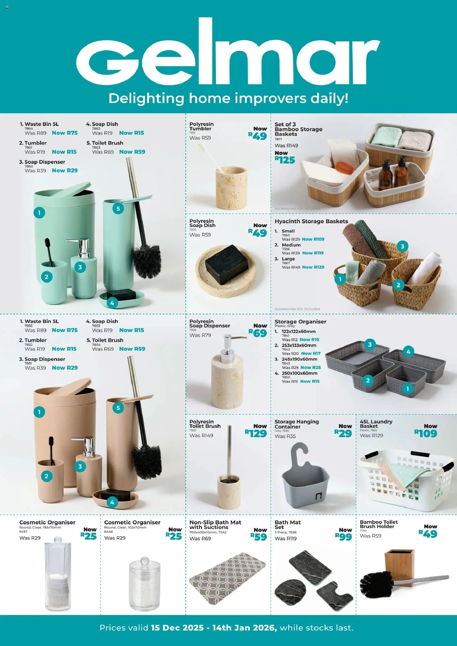 New Gelmar catalogue – valid from 15.12.2025 | Page: 1 | Products: Bath, Basket, Brush, Soap