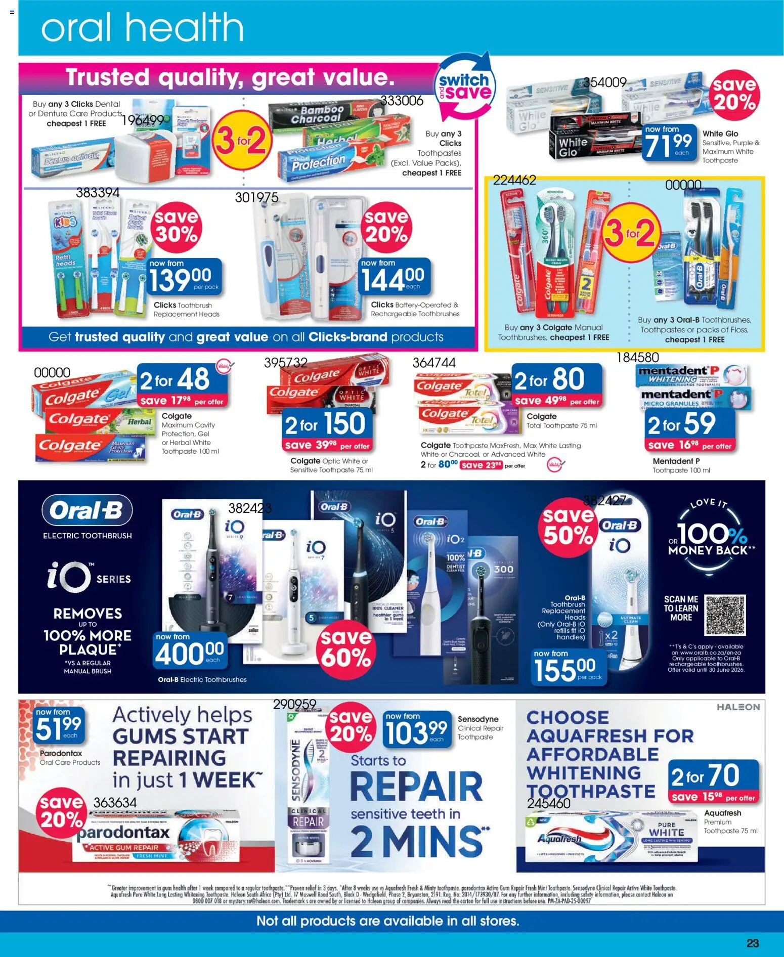 New Clicks catalogue – valid from 17.12.2025 | Page: 23 | Products: Adhesive, Switch, Brush, Toothbrush New Clicks catalogue – valid from 17.12.2025 | Page: 23 | Products: Adhesive, Switch, Brush, Toothbrush