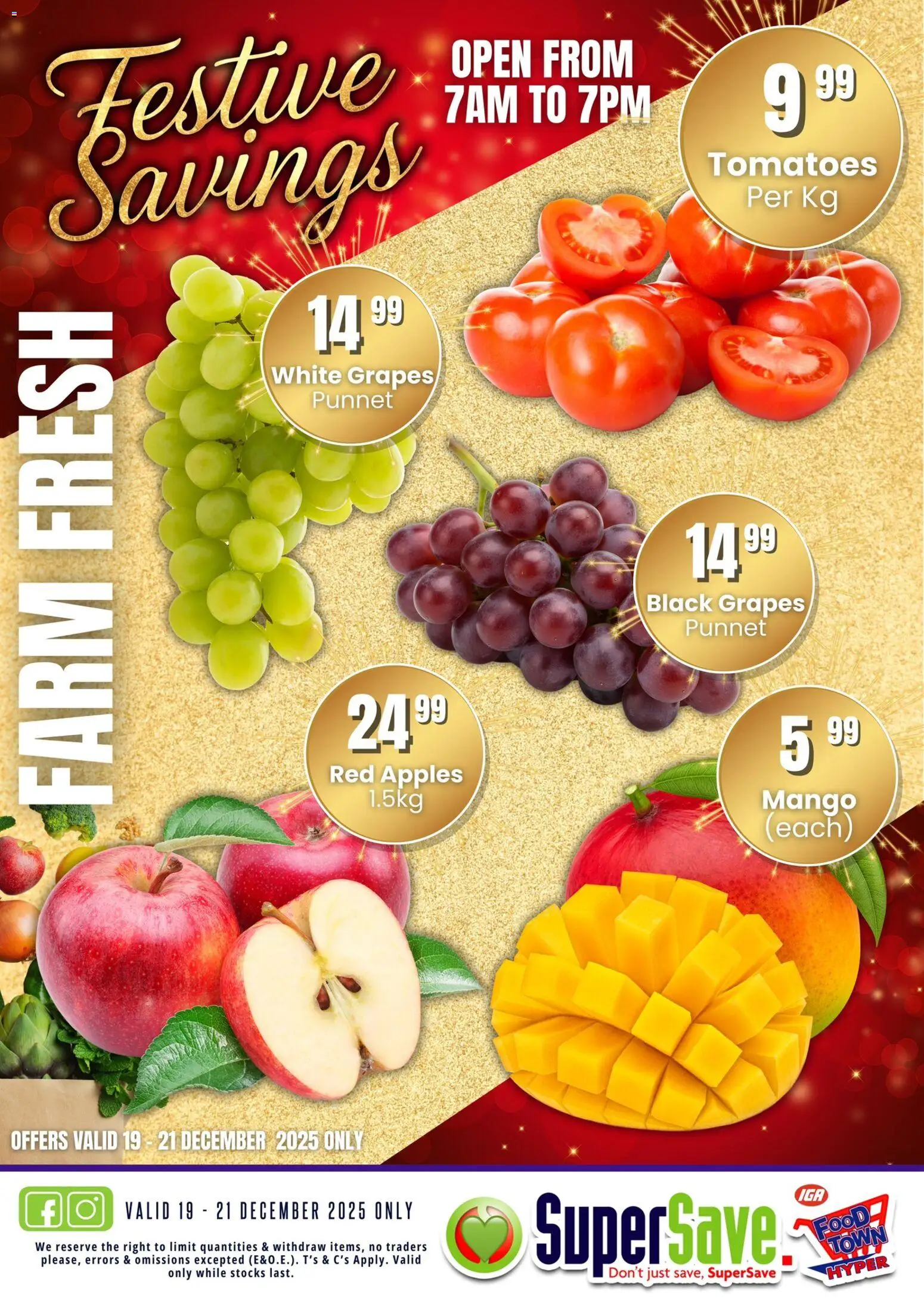 New Super Save catalogue – valid from 19.12.2025 | Page: 2 | Products: Apples, Tomatoes, Mango, Grapes