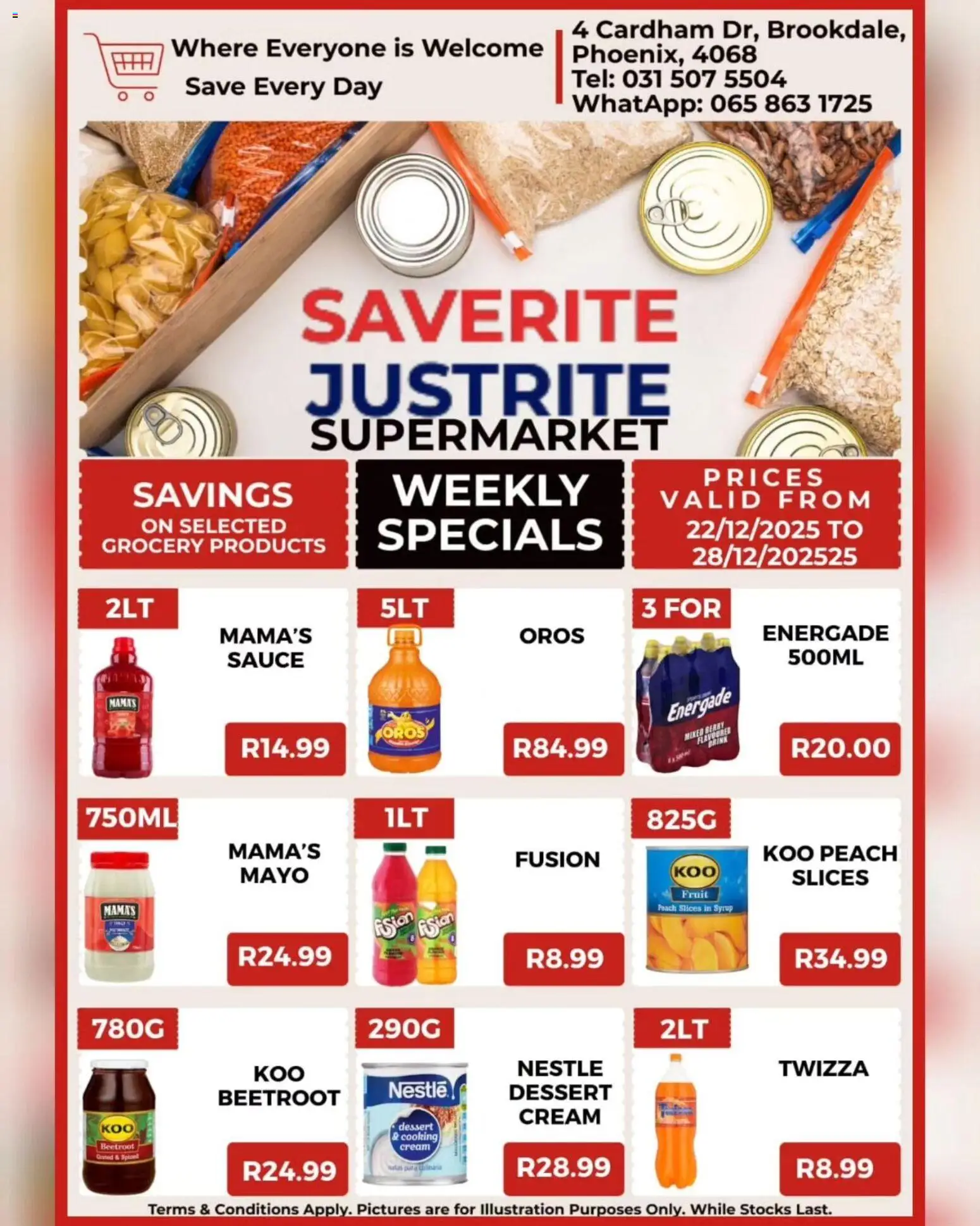 New Saverite catalogue – valid from 22.12.2025 | Page: 2 | Products: Syrup, Fruit, Sauce, Peach