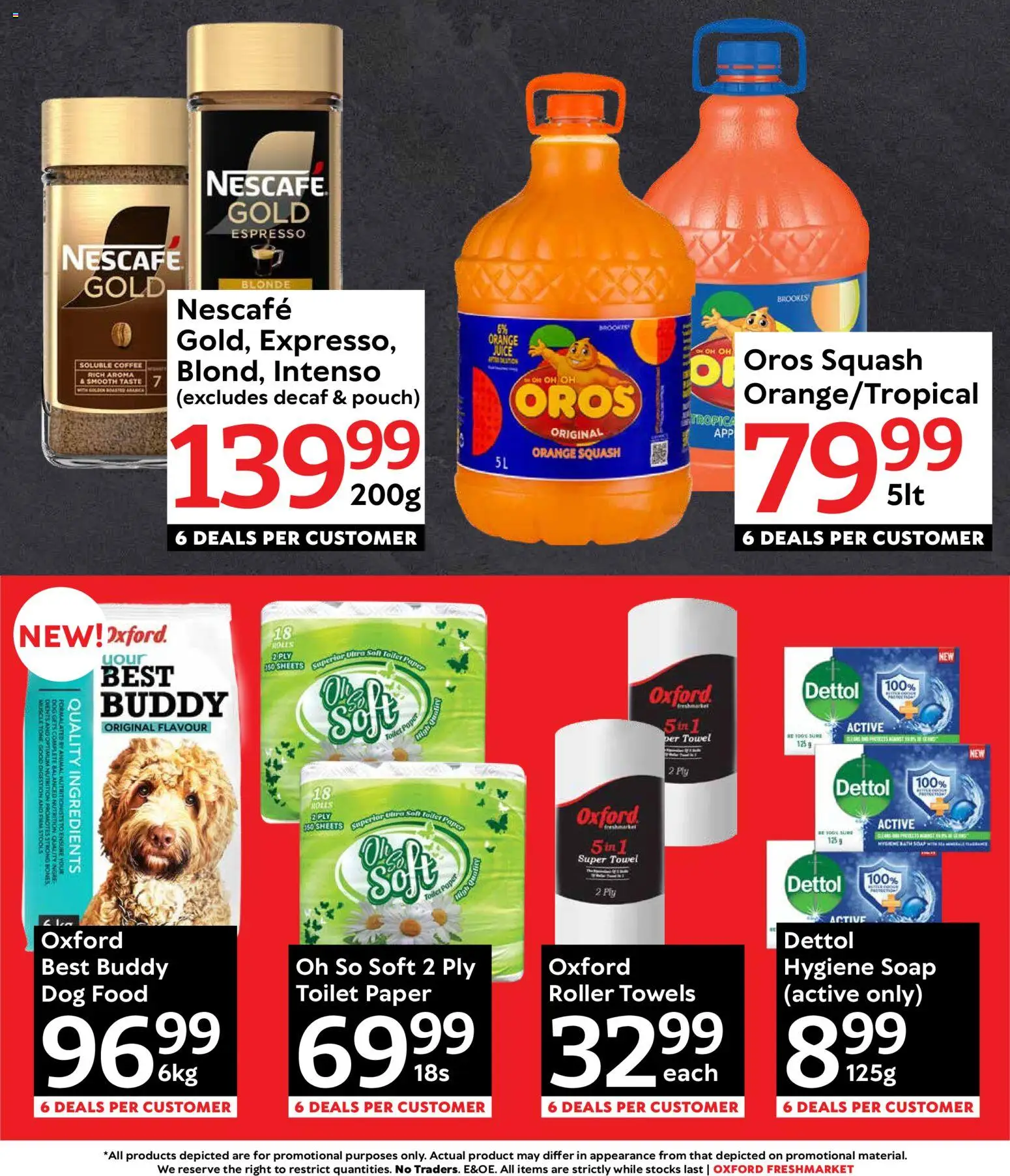 New Oxford Freshmarket catalogue – valid from 27.12.2025 | Page: 3 | Products: Juice, Paper, Toilet paper, Dog food