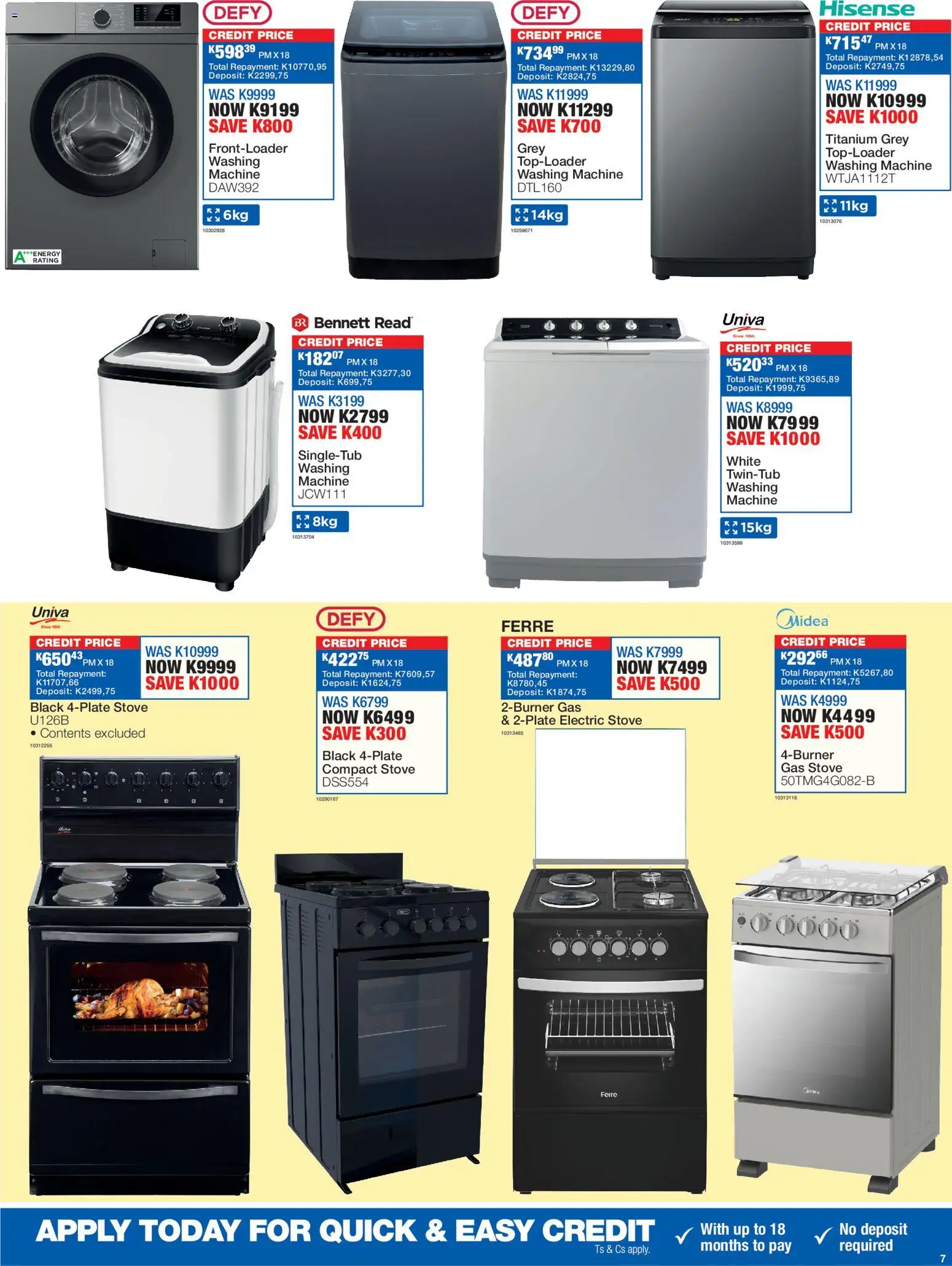 New OK Furniture catalogue – valid from 27.12.2025 | Page: 7 | Products: Washing machine, Stove, Gas stove