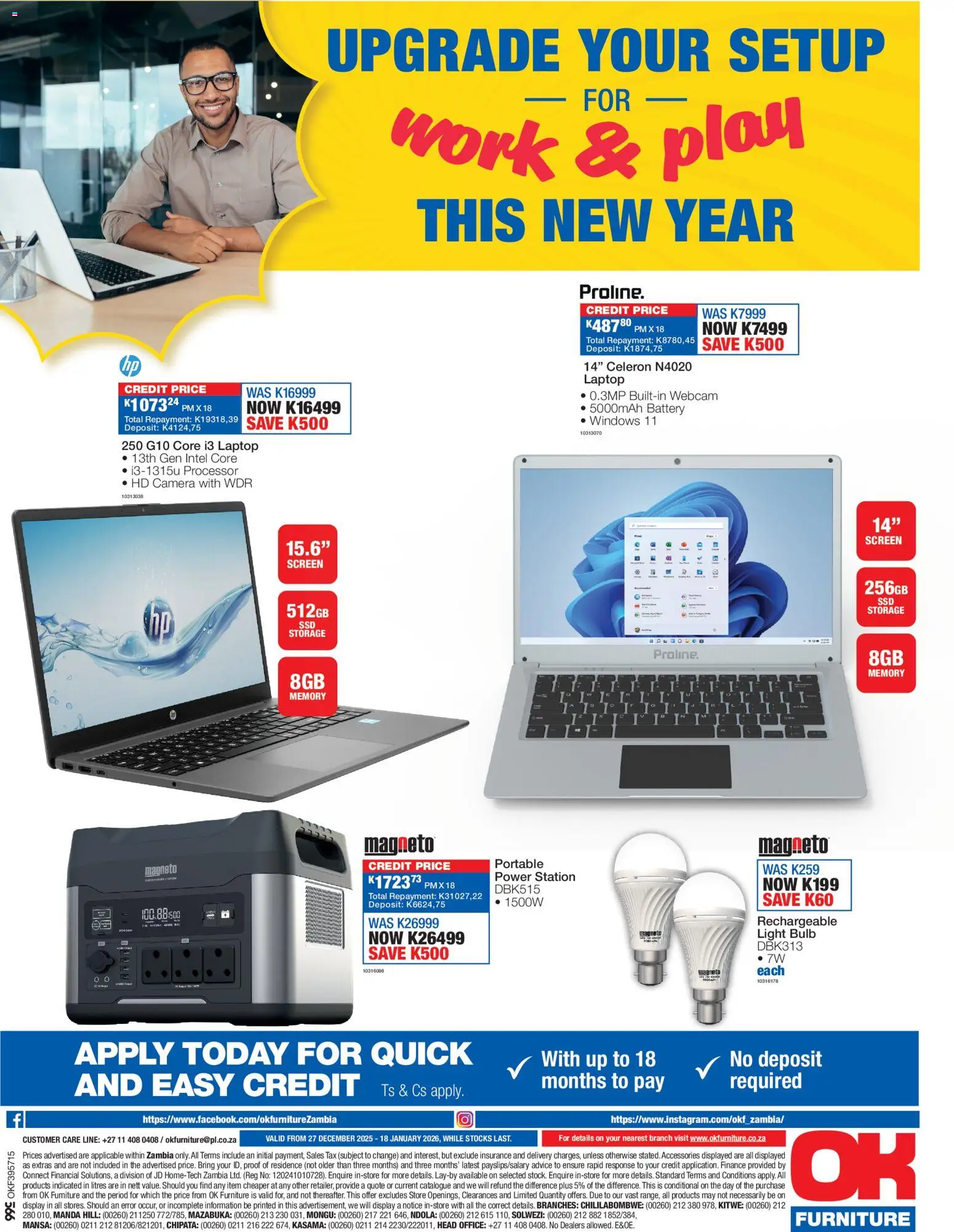 New OK Furniture catalogue – valid from 27.12.2025 | Page: 12 | Products: Camera, Laptop, Battery, Light