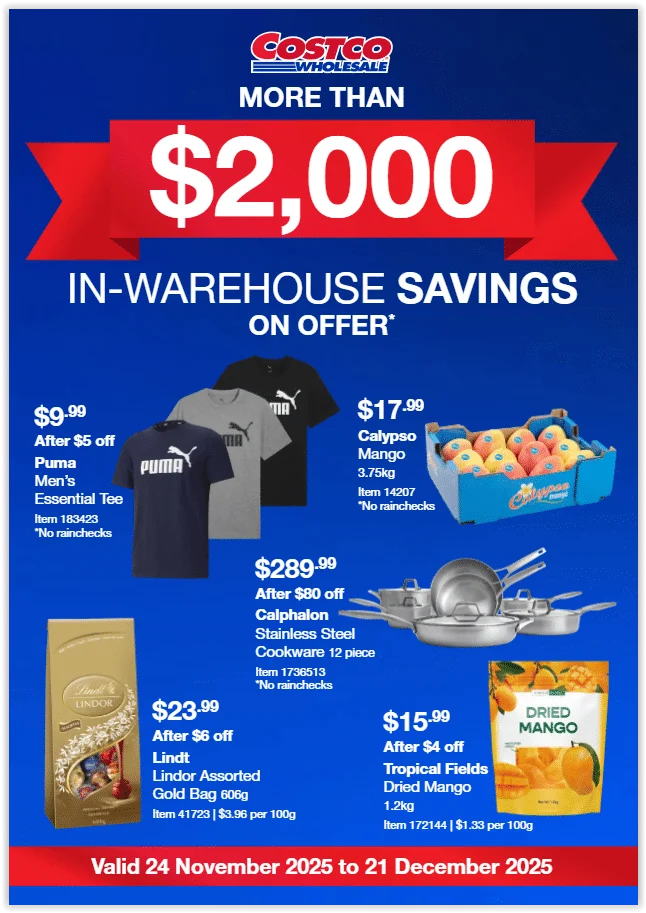 Costco Catalogue 24 November – 21 December 2025.