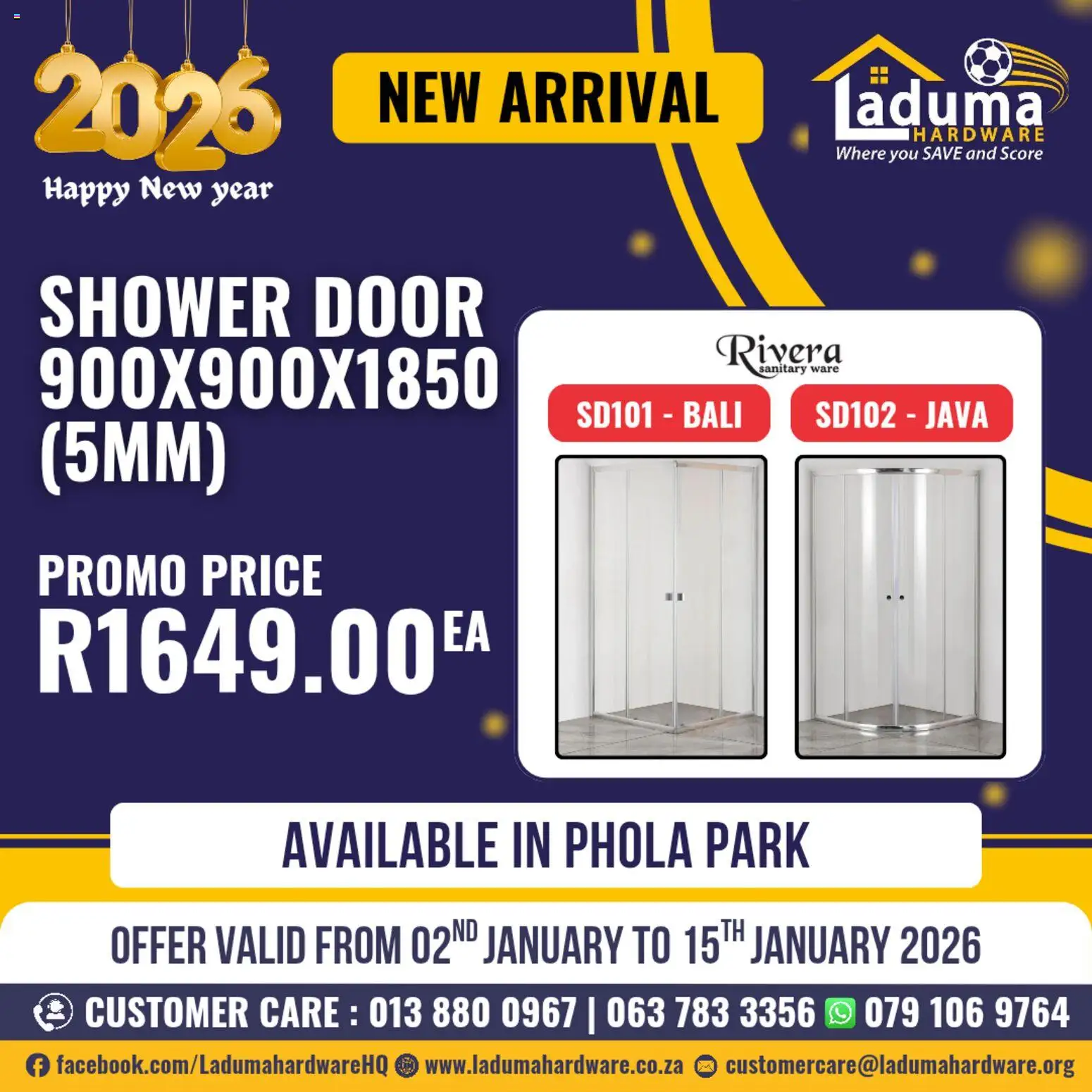 New Laduma Hardware catalogue – valid from 02.01.2026 | Page: 2 | Products: Shower