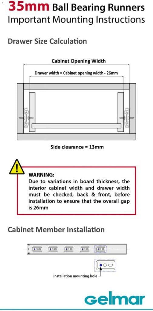Gelmar – 35mm Ball Bearing Runners (from Monday 12/02/2024) Online