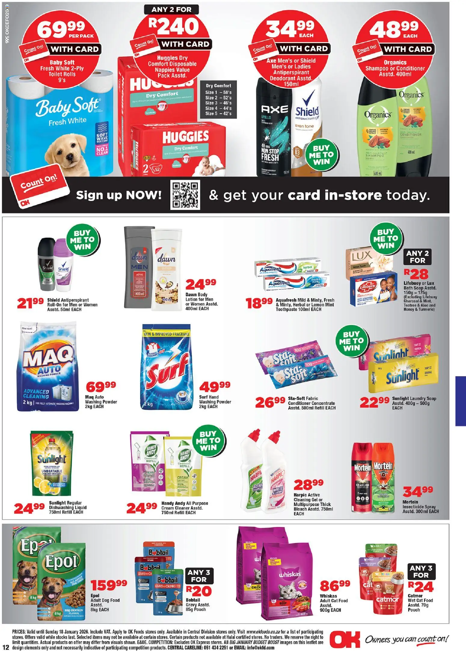 New OK Foods catalogue – valid from 05.01.2026 | Page: 12 | Products: Bleach, Washing powder, Nappies, Dog food New OK Foods catalogue – valid from 05.01.2026 | Page: 12 | Products: Bleach, Washing powder, Nappies, Dog food