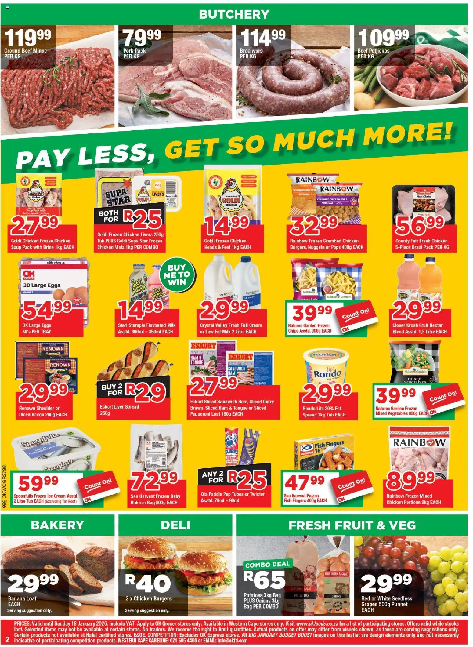 New OK Foods catalogue – valid from 05.01.2026 | Page: 2 | Products: Bag, Bakery, Chips, Ice cream