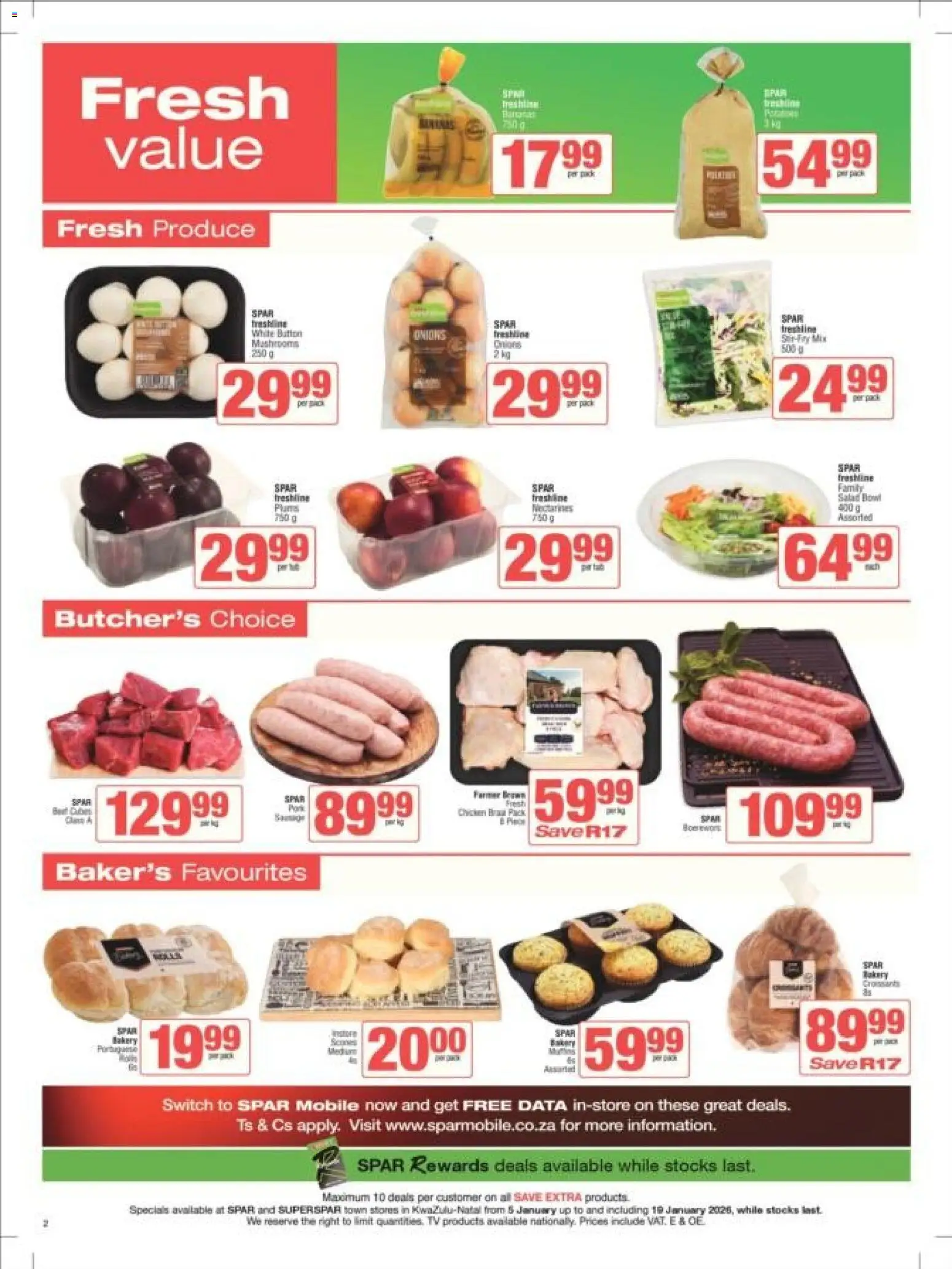 New Superspar catalogue – valid from 05.01.2026 | Page: 2 | Products: Data, Bakery, Switch, Salad
