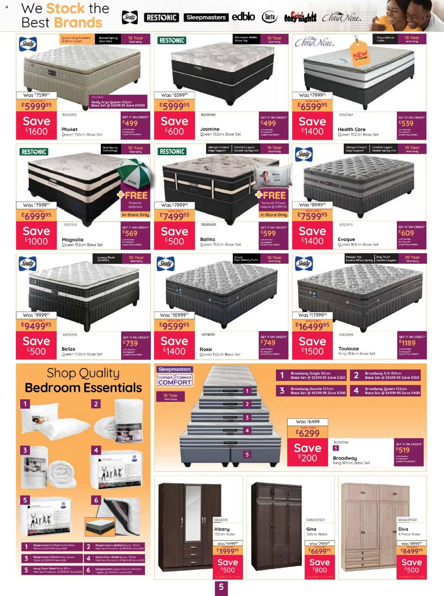 New Bradlows catalogue – valid from 15.01.2026 | Page: 5 | Products: Umbrella, Mattress, Pillow, Stock