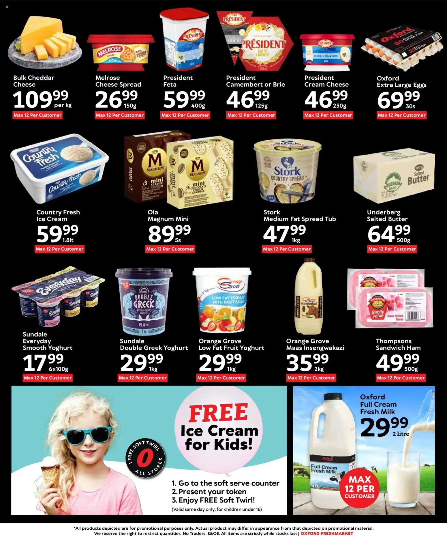 New Oxford Freshmarket catalogue – valid from 07.01.2026 | Page: 14 | Products: Milk, Butter, Cheese, Ice cream