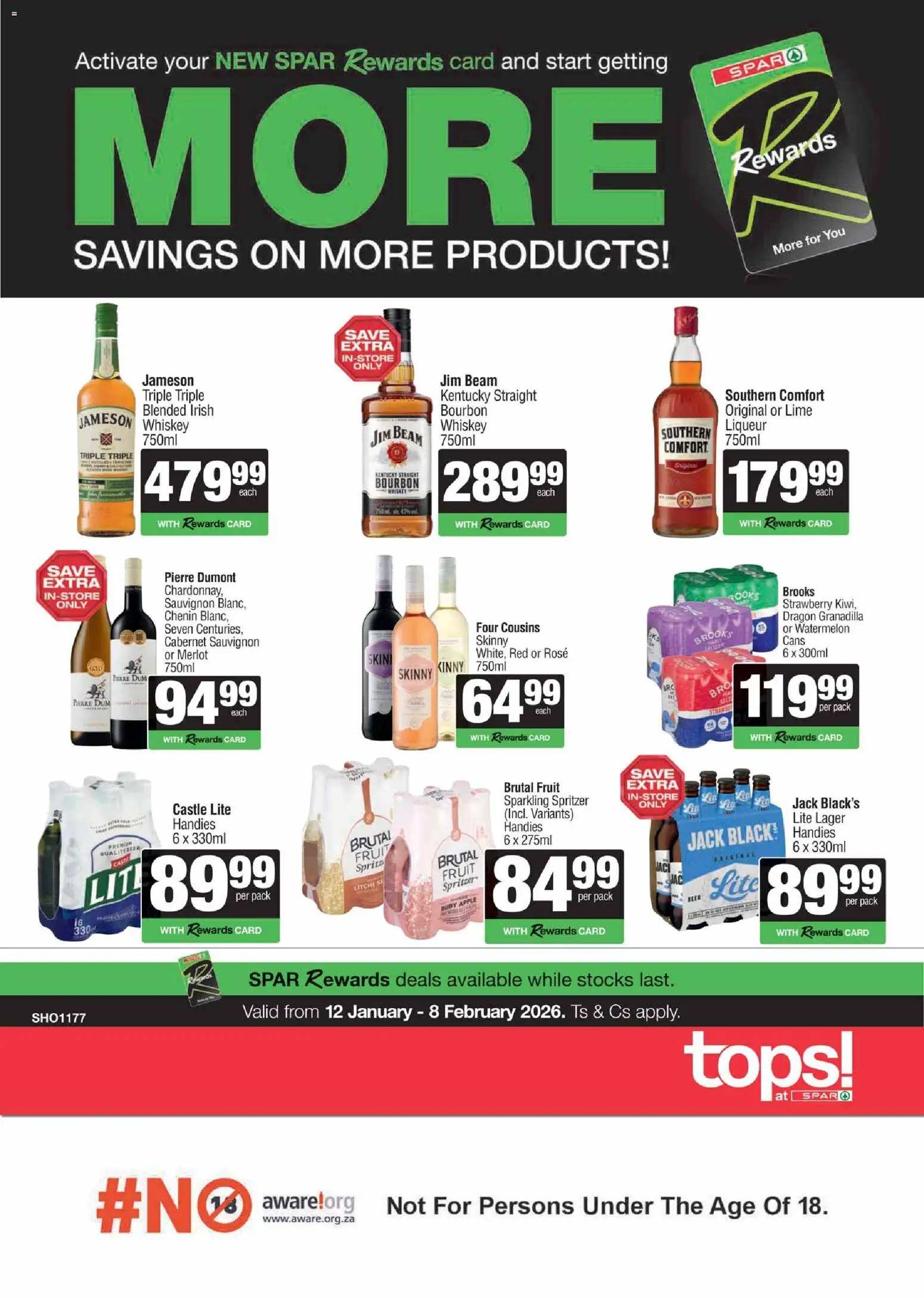New Tops at Spar catalogue – valid from 12.01.2026 | Page: 1 | Products: Beer, Whiskey, Fruit, Lime