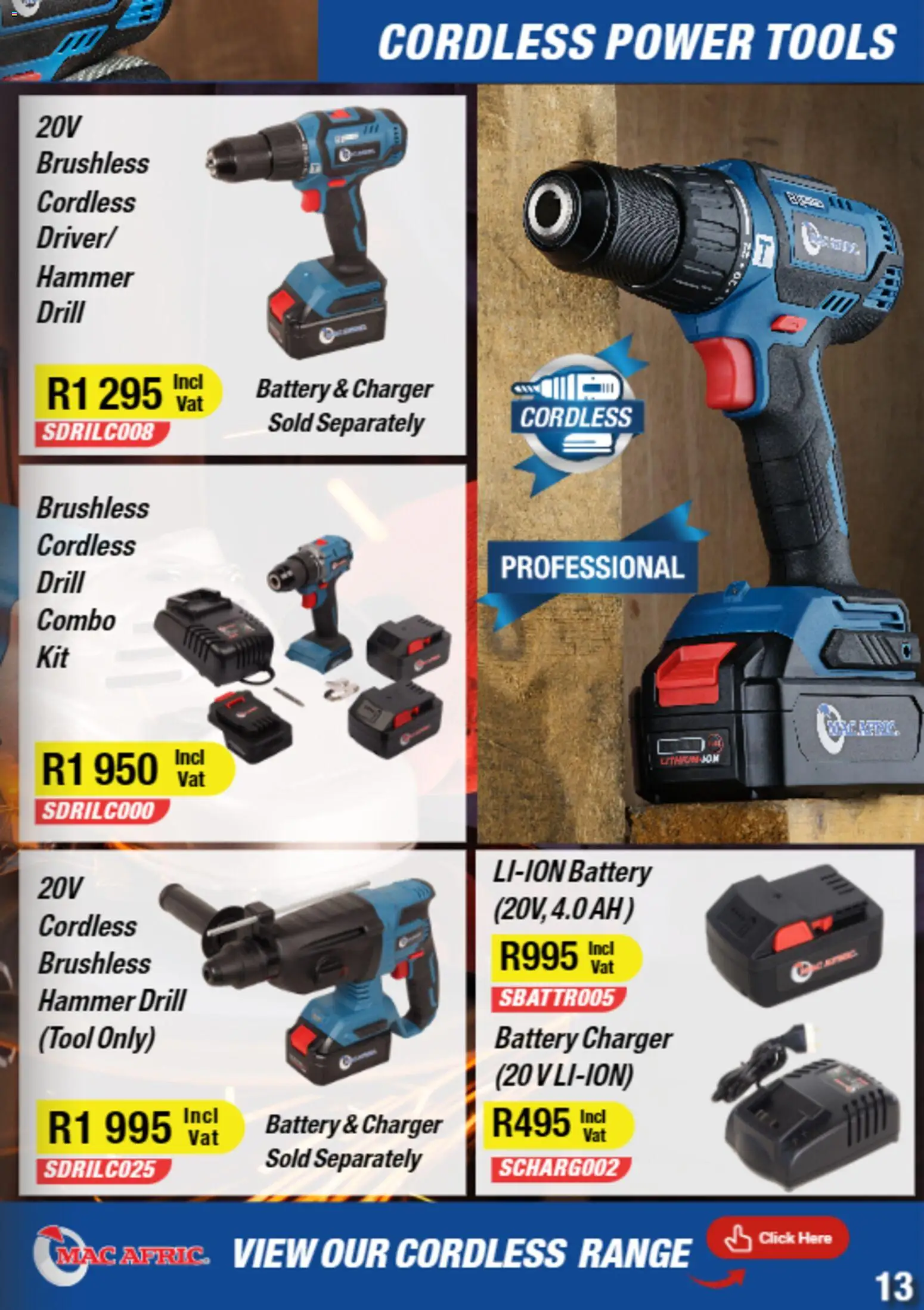 New Adendorff catalogue – valid from 01.01.2026 | Page: 15 | Products: Drill, Battery, Charger, Hammer