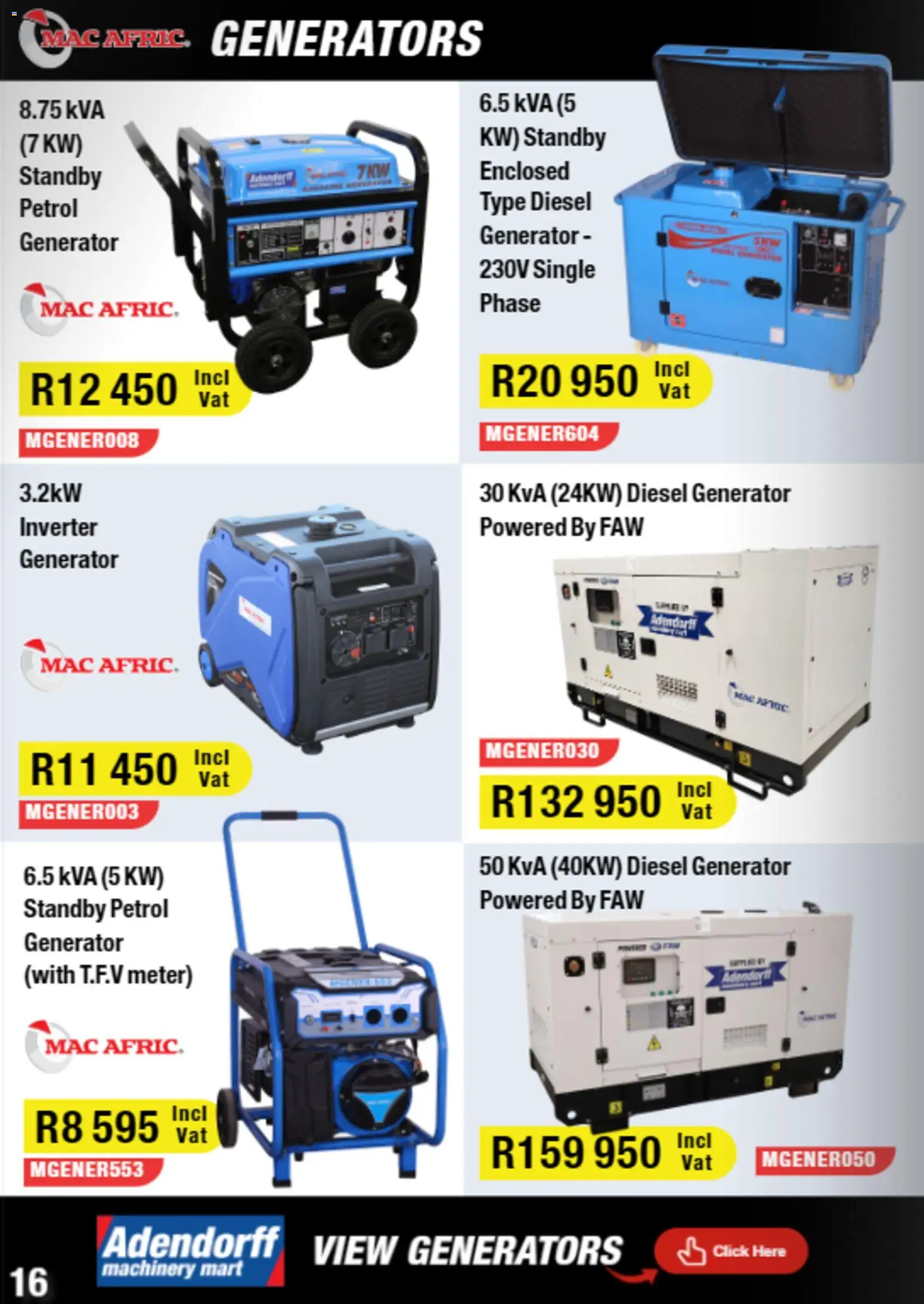 New Adendorff catalogue – valid from 01.01.2026 | Page: 18 | Products: Generator