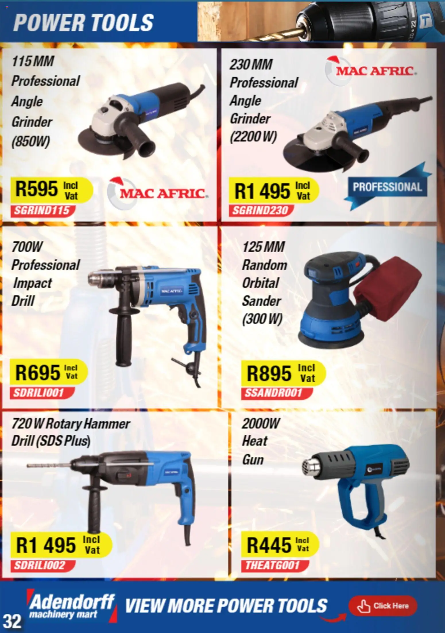 New Adendorff catalogue – valid from 01.01.2026 | Page: 34 | Products: Drill, Rotary hammer, Hammer, Angle grinder