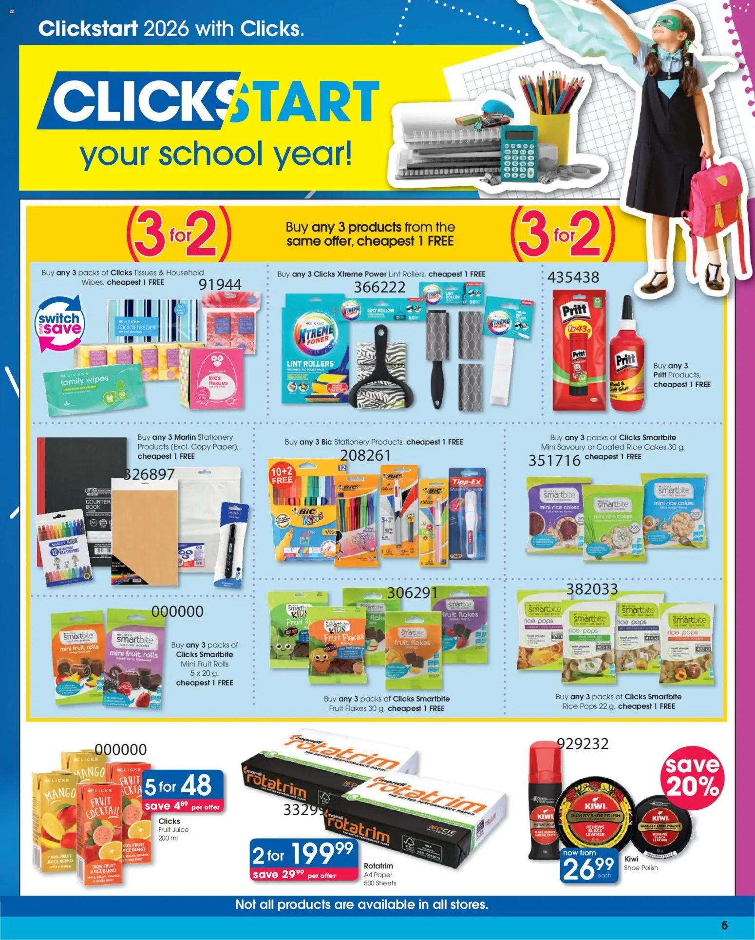 New Clicks catalogue – valid from 13.01.2026 | Page: 5 | Products: Switch, Fruit, Mango, Tissues