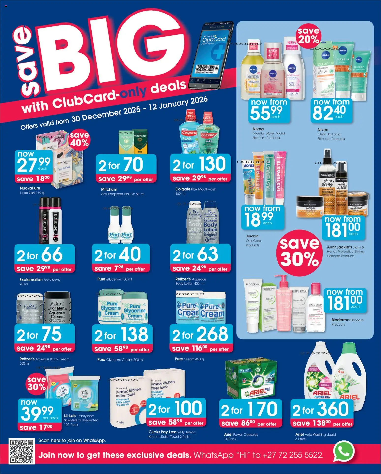New Clicks catalogue – valid from 13.01.2026 | Page: 46 | Products: Moisturizer, Body spray, Soap, Toothpaste