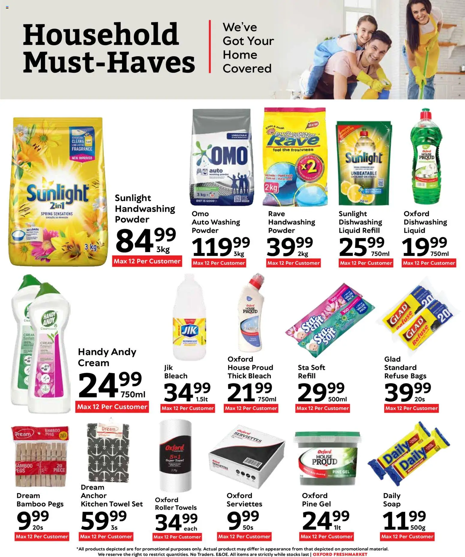 New Oxford Freshmarket catalogue – valid from 14.01.2026 | Page: 21 | Products: Towel, Bleach, Refuse bags, Soap