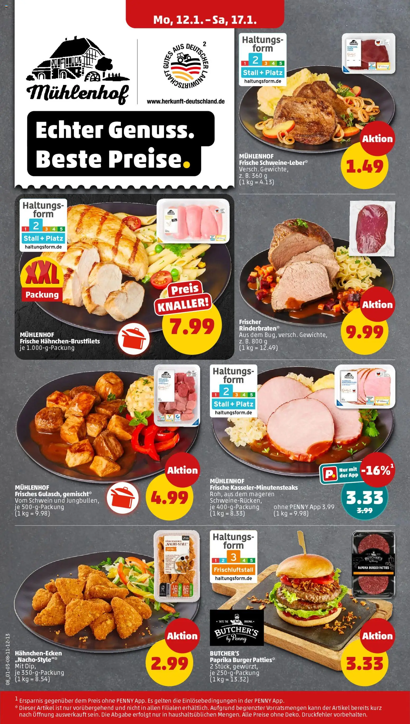 Penny Prospekt 	 – gültig ab 12.01.2026 | Seite: 10 | Produkte: Rinderbraten, Burger, Paprika