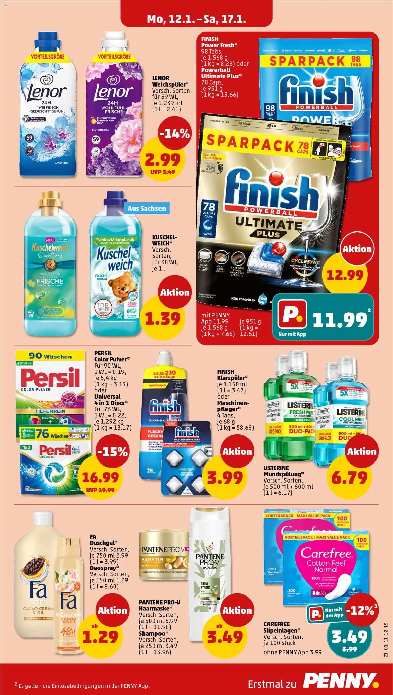 Penny Prospekt 	 – gültig ab 12.01.2026 | Seite: 23 | Produkte: Bosch, Kuschelweich, Finish, Deospray