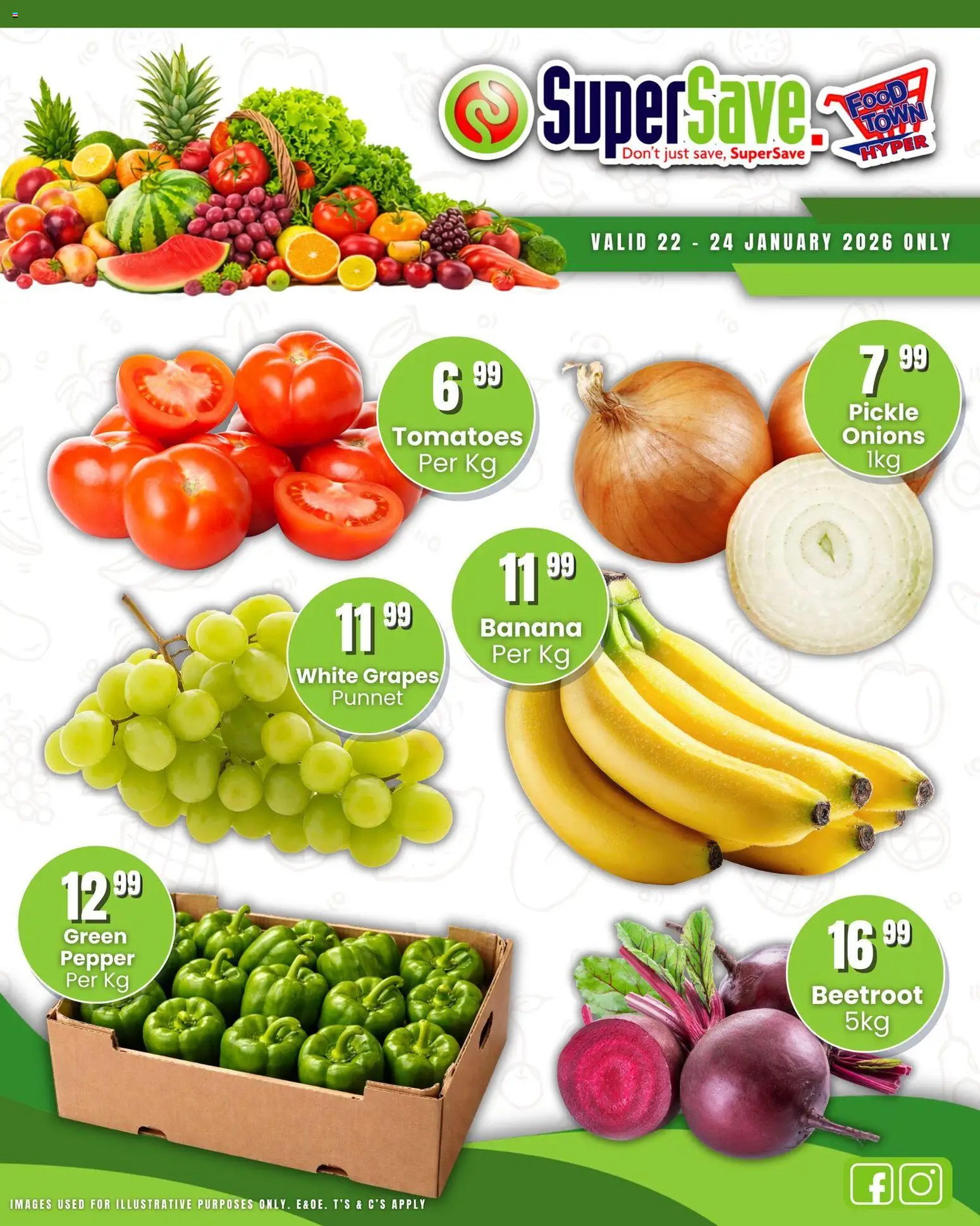New Super Save catalogue – valid from 22.01.2026 | Page: 3 | Products: Tomatoes, Onions, Pepper, Grapes