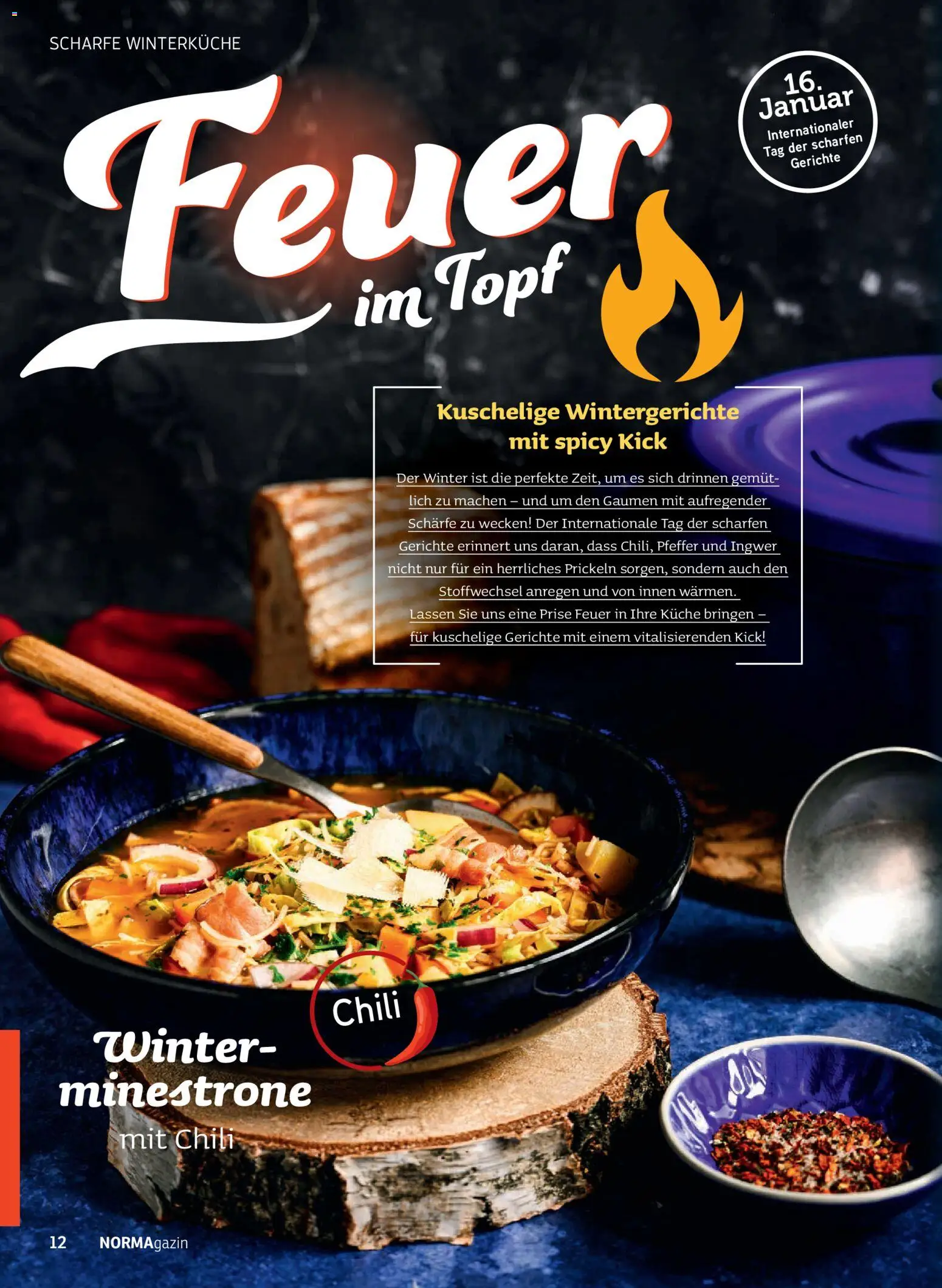 Norma NORMAgazin Januar/Februar 2026 – gültig ab 01.01.2026 | Seite: 12 | Produkte: Küche, Pfeffer, Chili