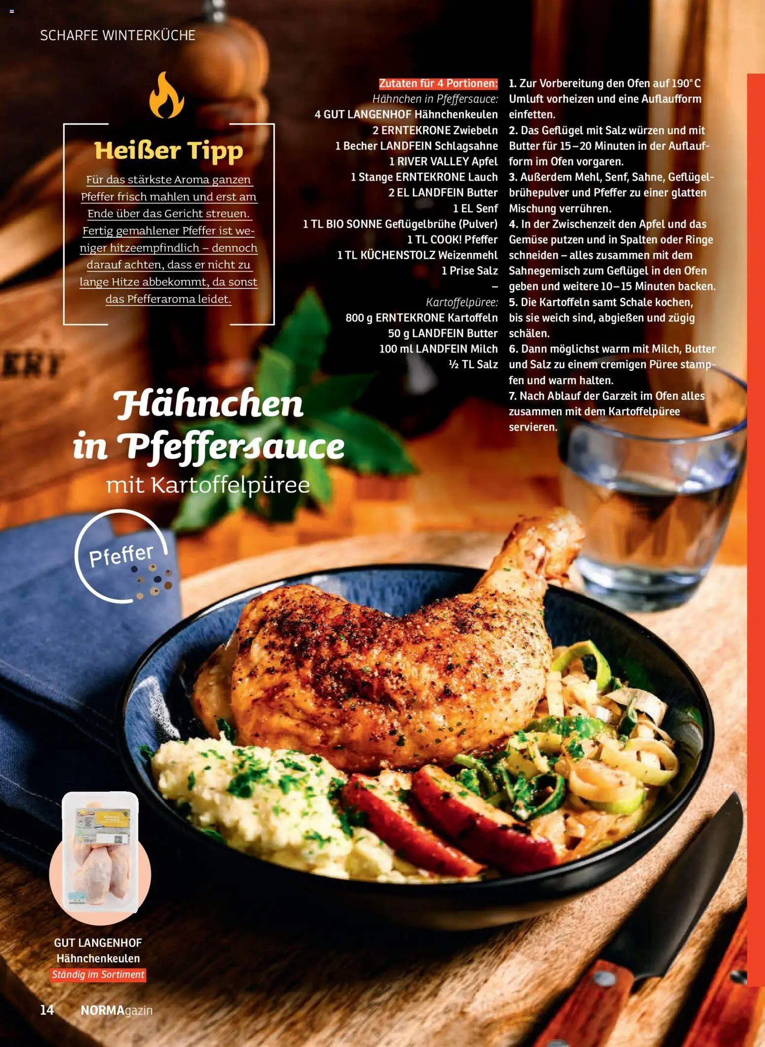 Norma NORMAgazin Januar/Februar 2026 – gültig ab 01.01.2026 | Seite: 14 | Produkte: Weizenmehl, Zwiebeln, Gemüse, Pfeffer
