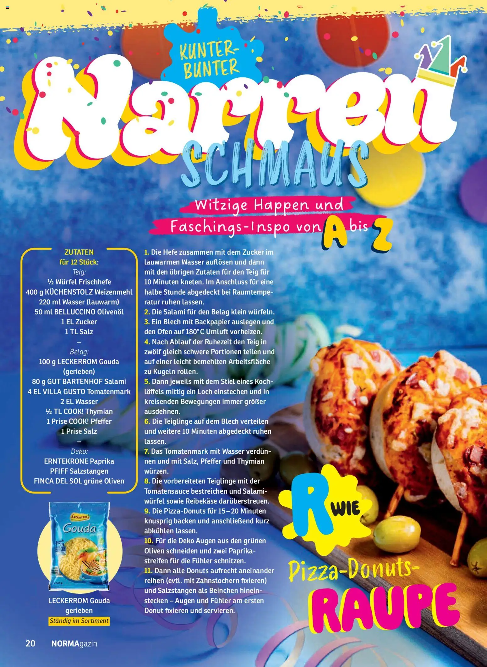 Norma NORMAgazin Januar/Februar 2026 – gültig ab 01.01.2026 | Seite: 20 | Produkte: Gouda, Olivenol, Wasser, Salami