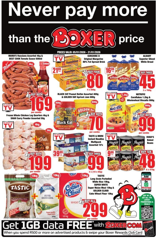Boxer special for this week Gauteng 5 January