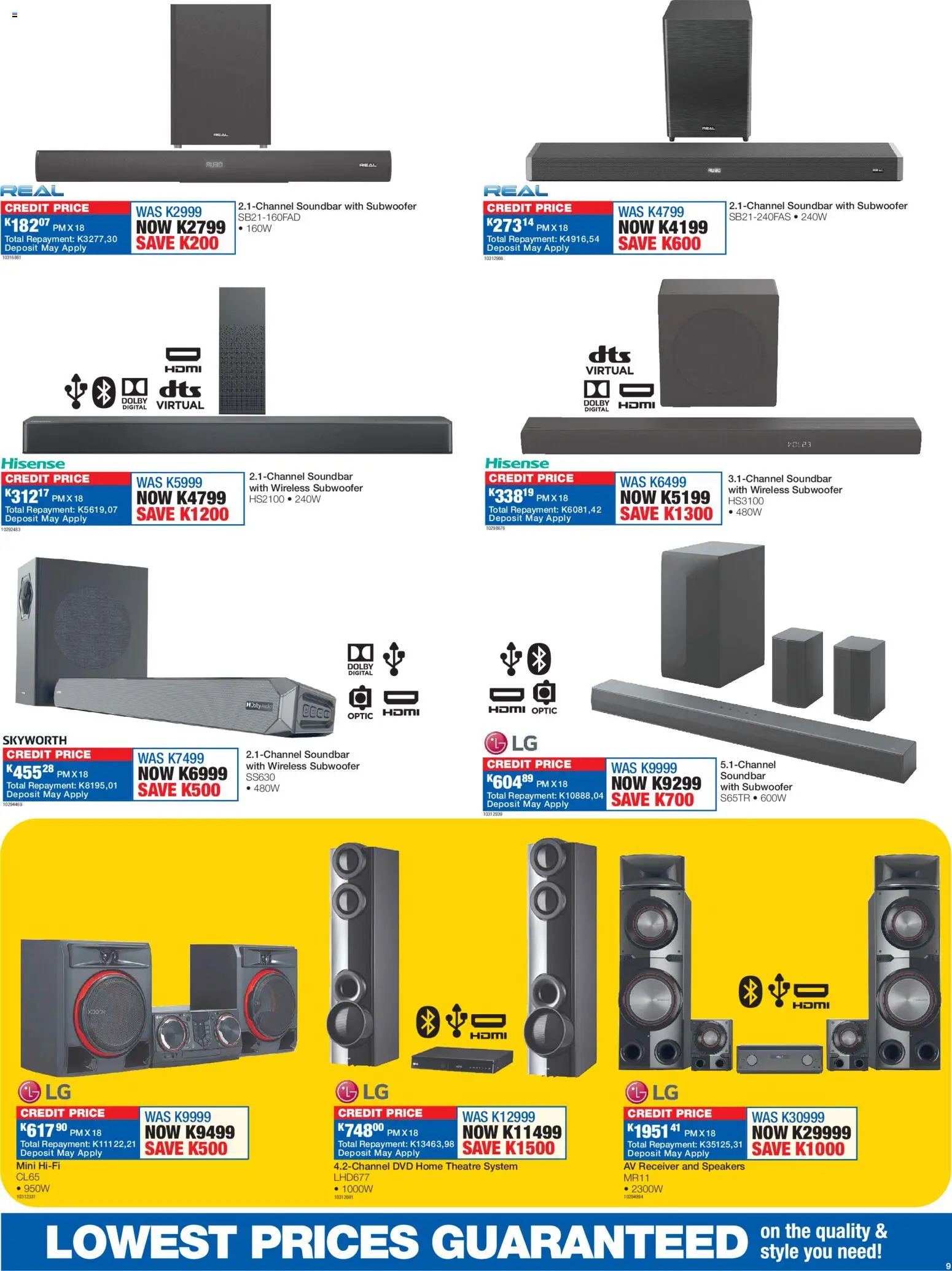 New OK Furniture catalogue – valid from 16.02.2026 | Page: 9 | Products: Soundbar, Subwoofer, Home theatre system