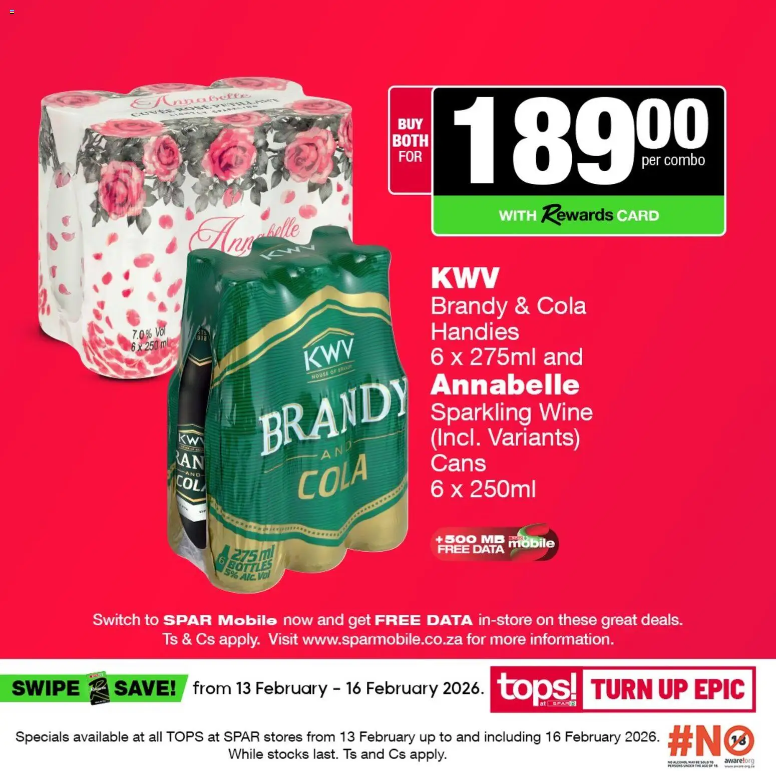 New Tops at Spar catalogue – valid from 13.02.2026 | Page: 6 | Products: Data, Brandy, Wine, Switch
