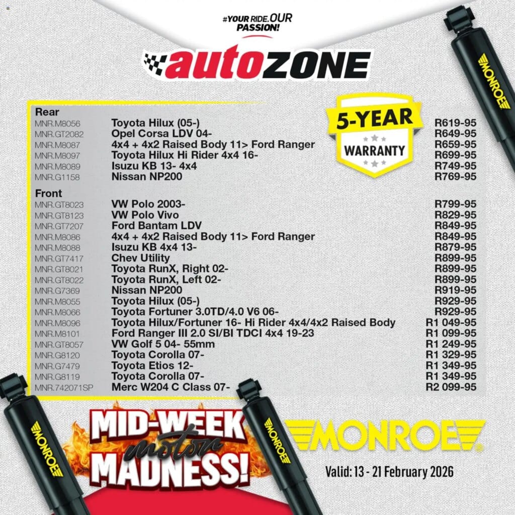 AutoZone Specials (13/02/2026 – 21/02/2026) Online