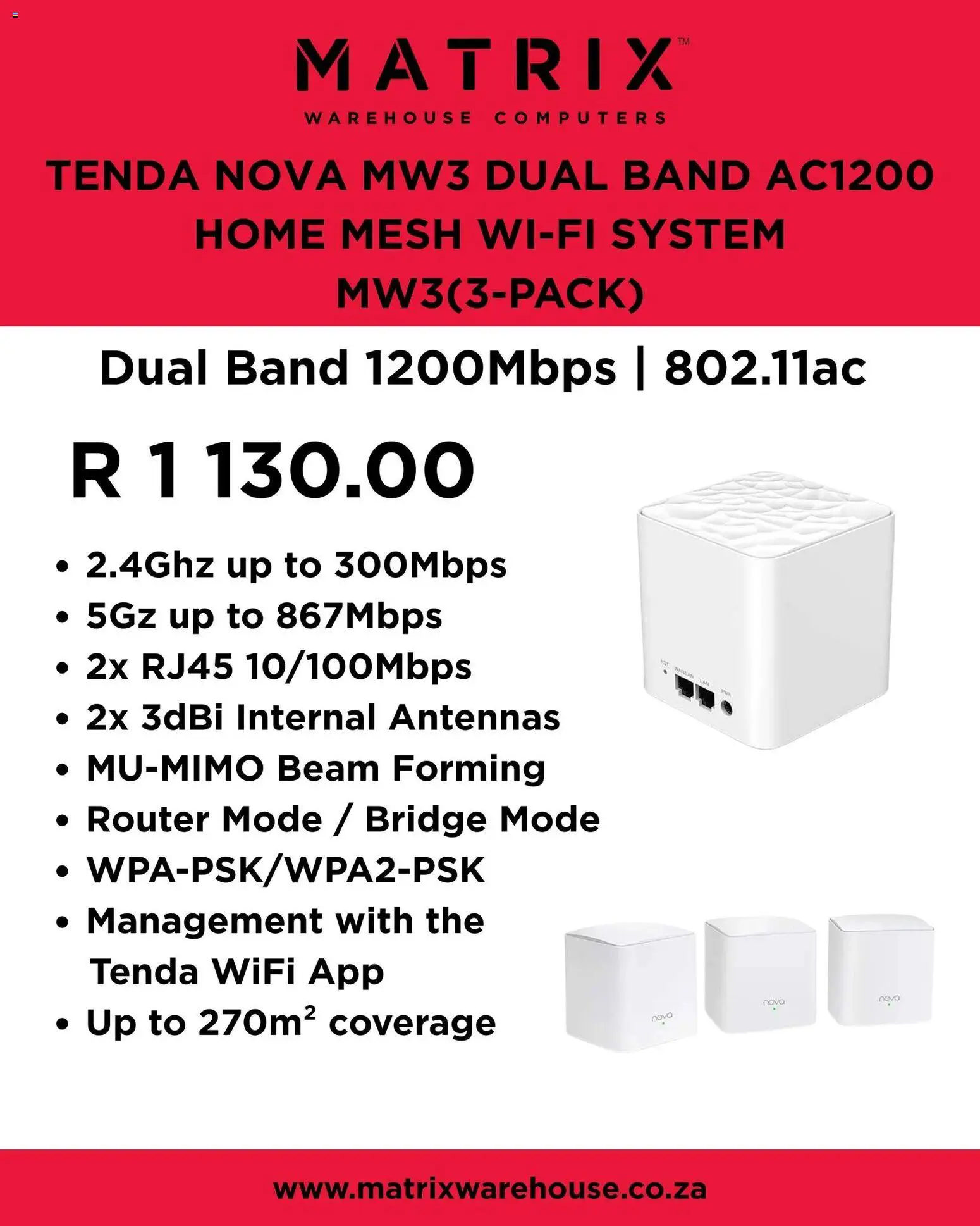 Matrix Warehouse Tenda Nova Mesh Systems (from Tuesday 17/02/2026) Online 1