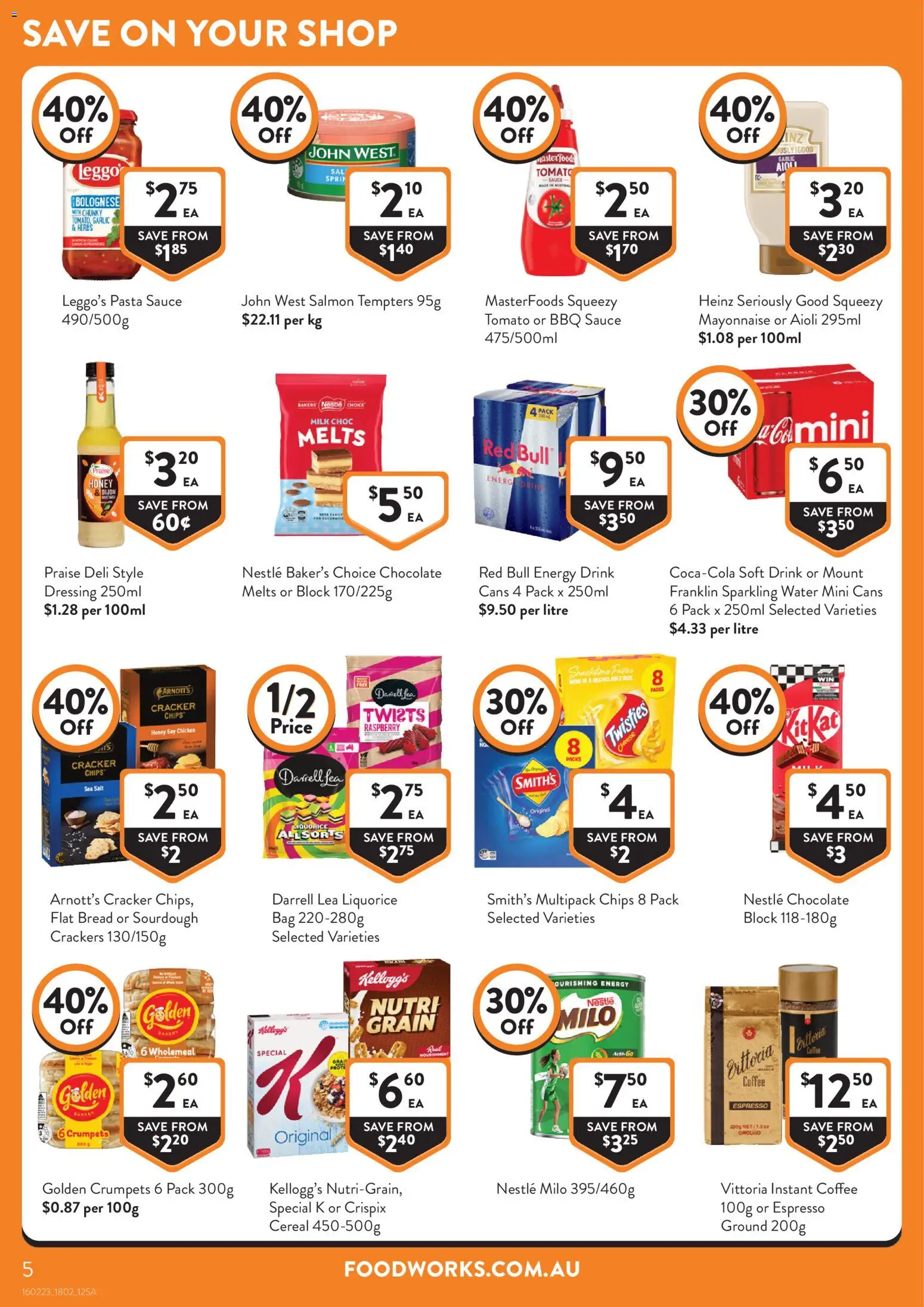 Foodworks catalogue - valid from 18.02.2026 | Page: 5 | Products: Crackers, Crumpets, Honey, Pasta Foodworks catalogue - valid from 18.02.2026 | Page: 5 | Products: Crackers, Crumpets, Honey, Pasta