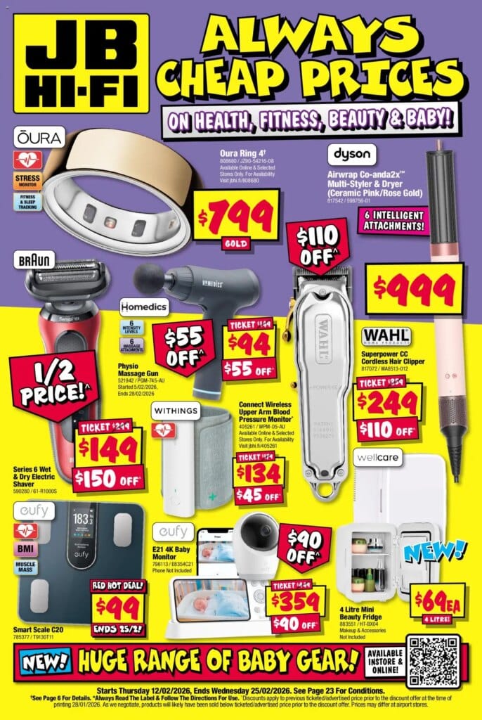 JB Hi-Fi Health and Wellness – 12/02/2026 > weekly / monthly specials