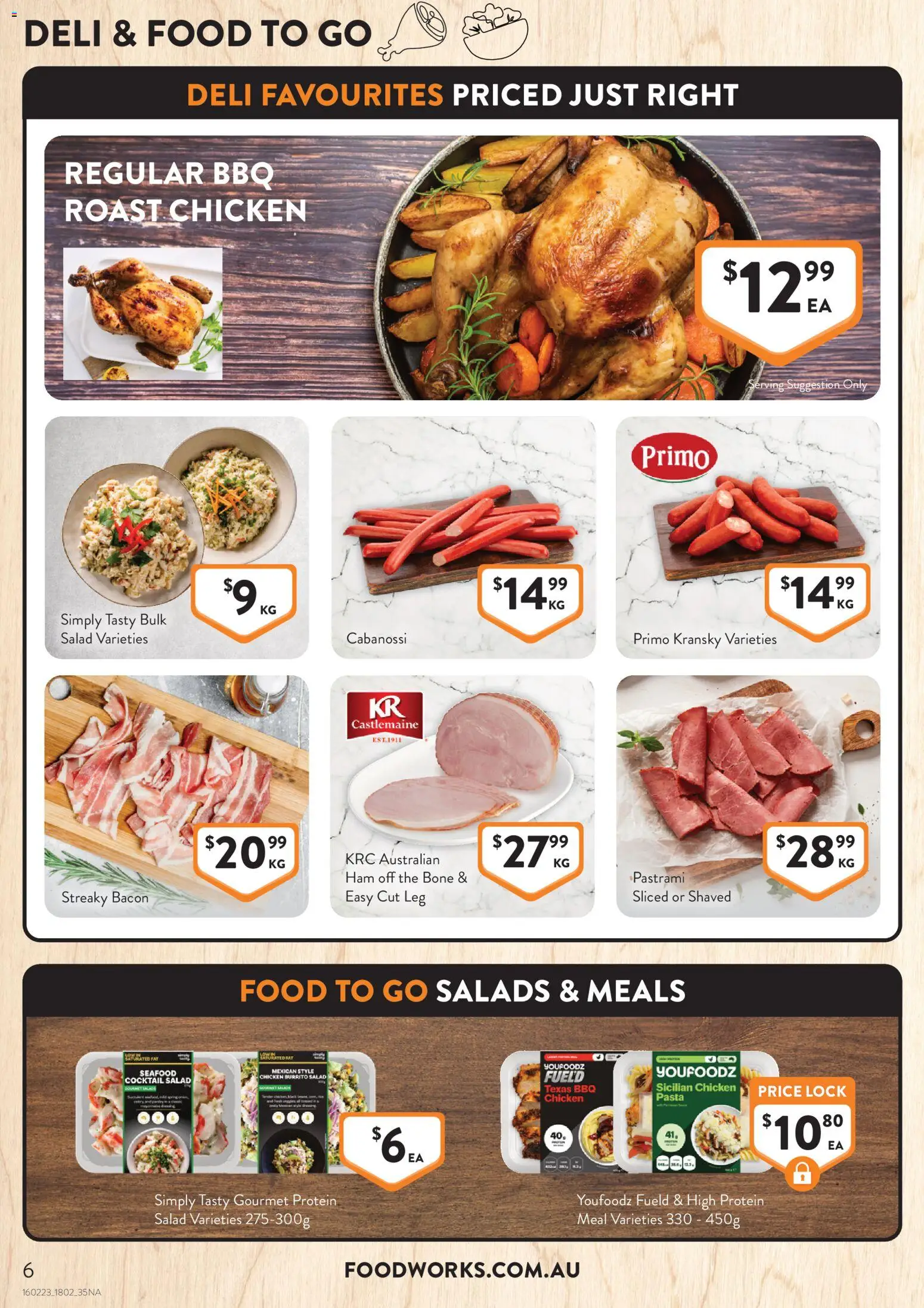 Foodworks catalogue - valid from 18.02.2026 | Page: 6 | Products: Ham, Chicken, Pasta, Salad