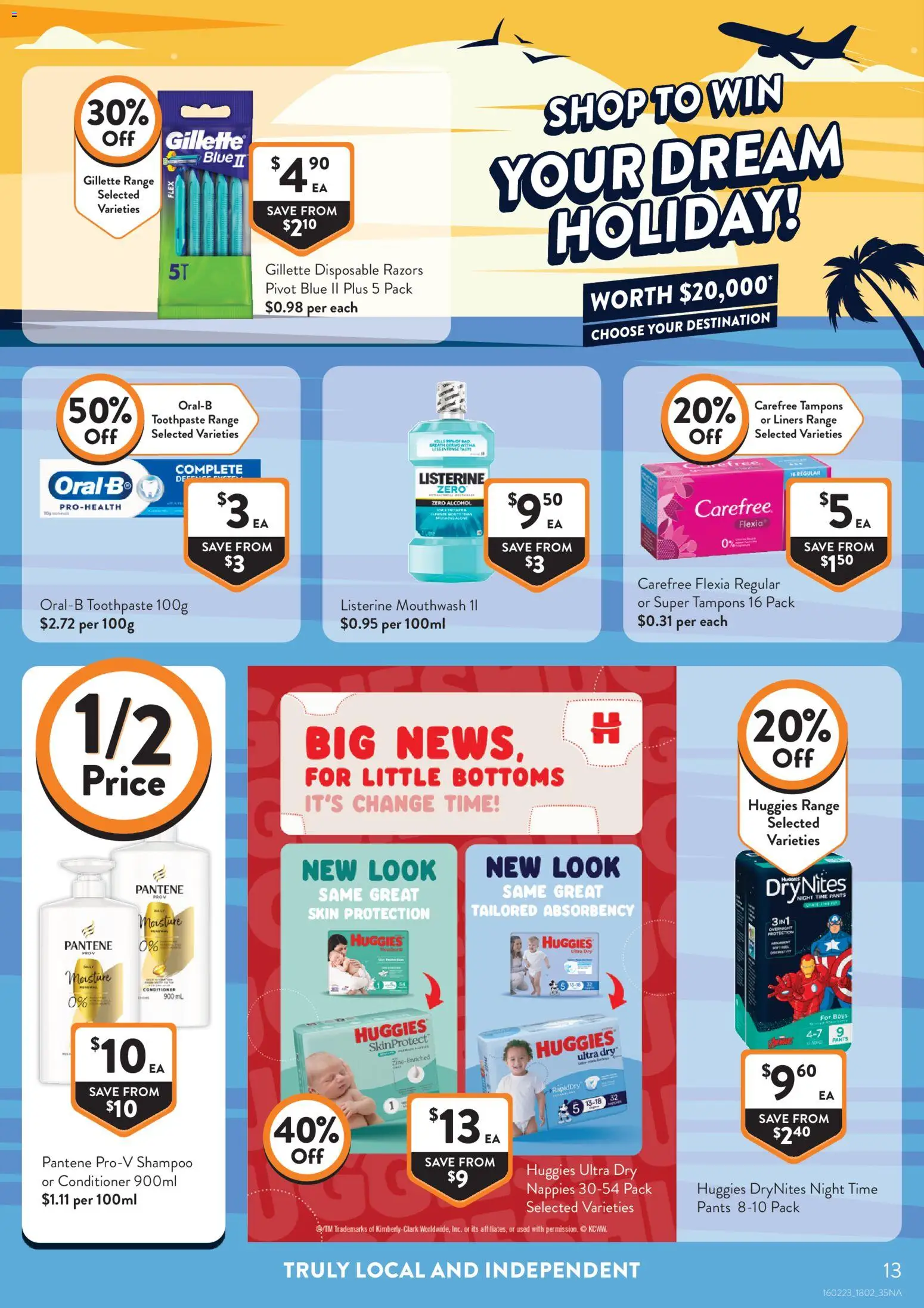 Foodworks catalogue - valid from 18.02.2026 | Page: 13 | Products: Shampoo, Conditioner, Nappies, Tampons