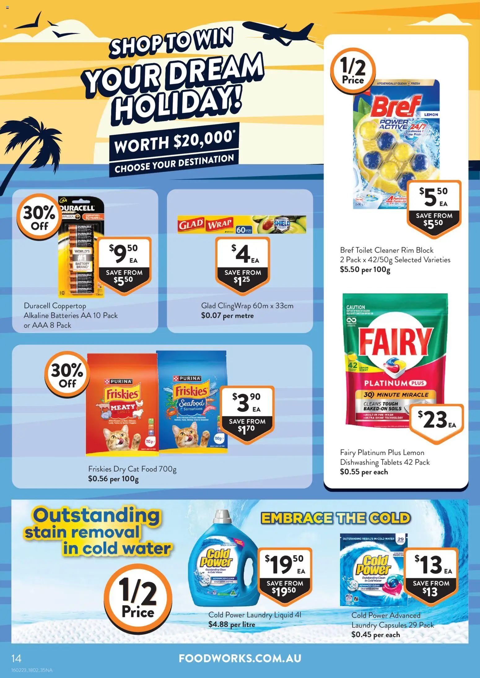 Foodworks catalogue - valid from 18.02.2026 | Page: 14 | Products: Toilet, Cleaner, Water, Batteries