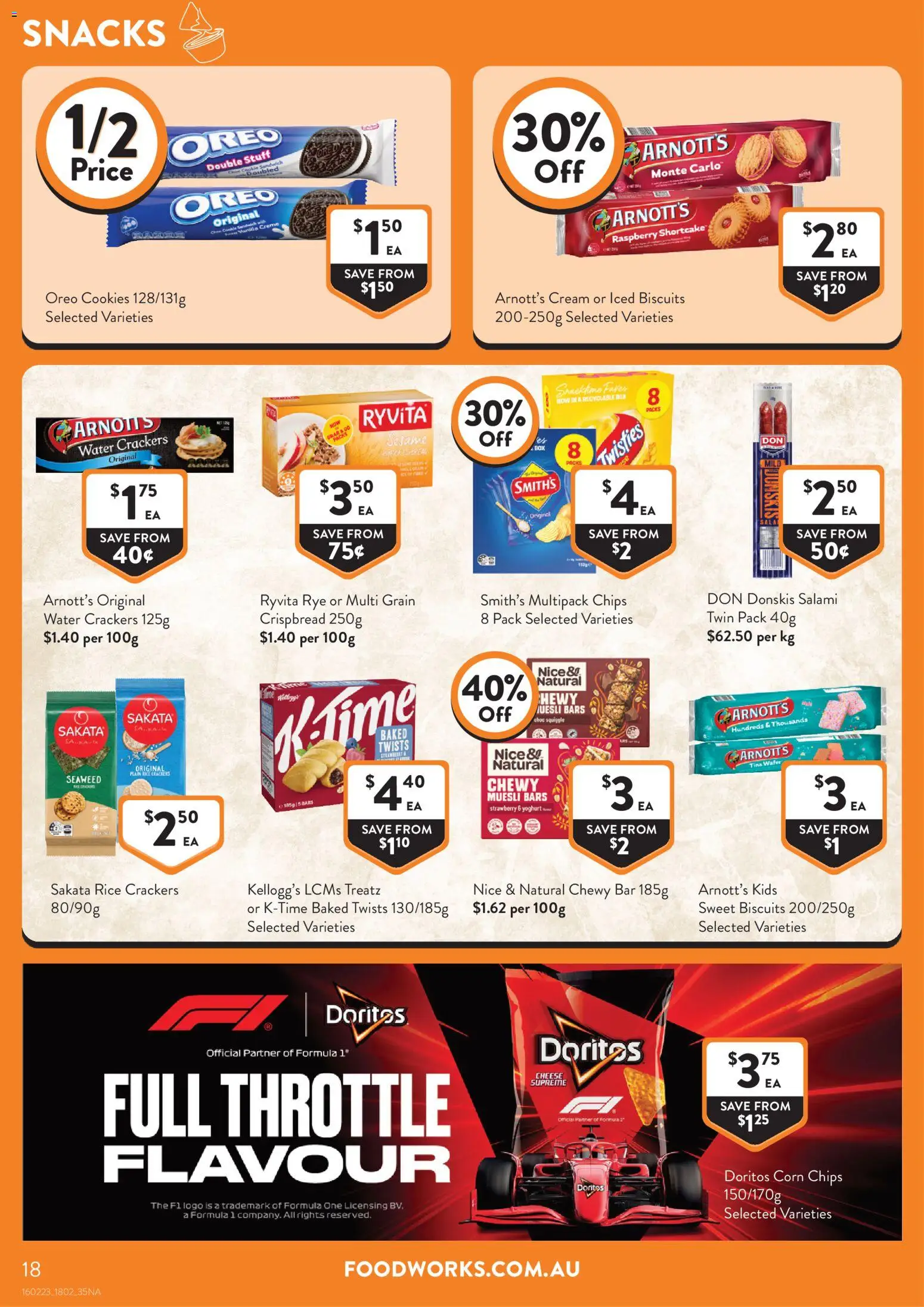 Foodworks catalogue - valid from 18.02.2026 | Page: 18 | Products: Crackers, Cream, Water, Raspberry