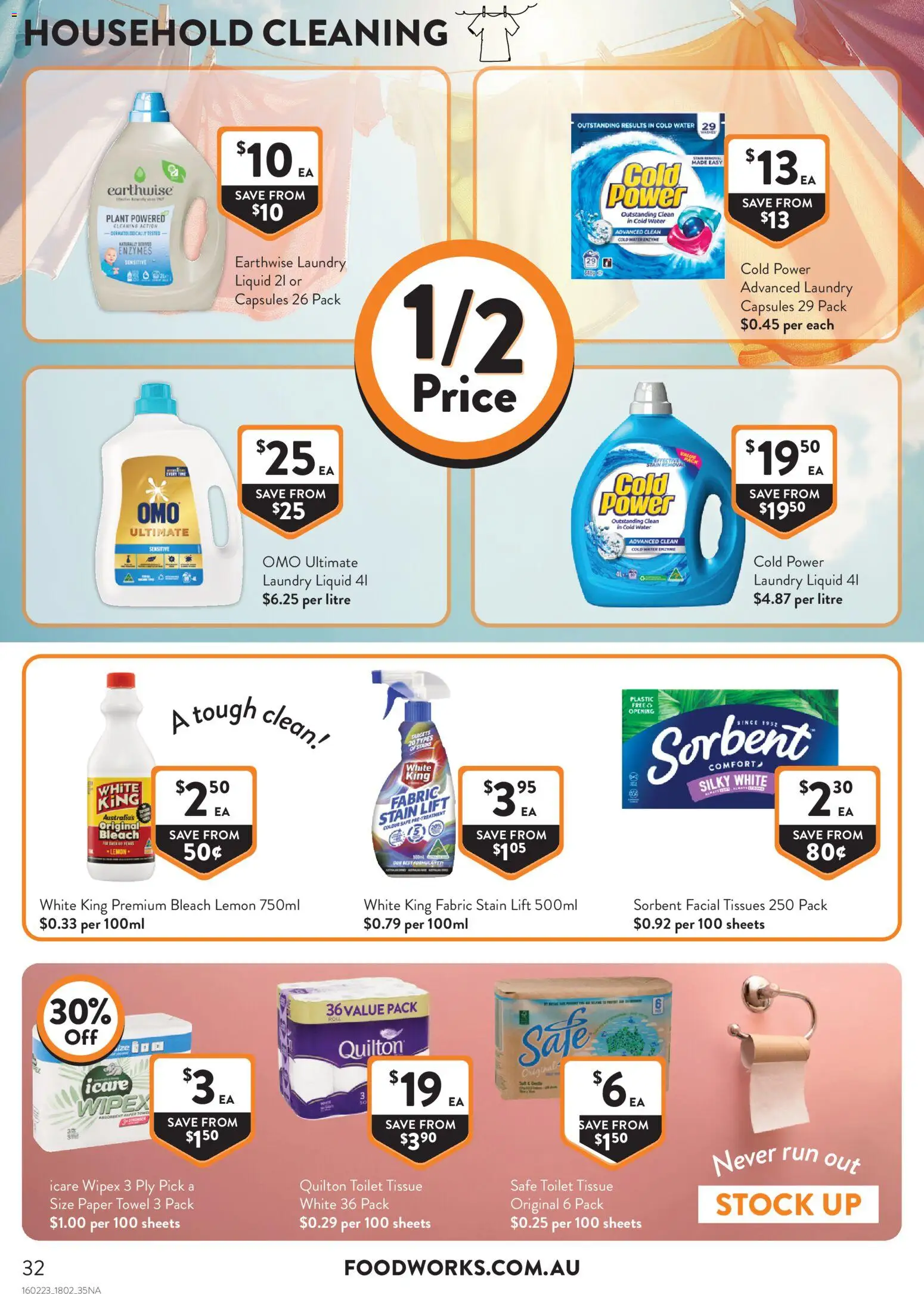 Foodworks catalogue - valid from 18.02.2026 | Page: 32 | Products: Toilet, Household, Lemon, Tissues
