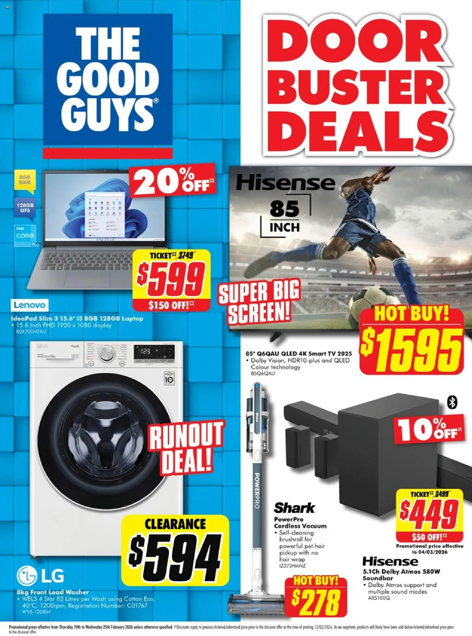 The Good Guys catalogue - valid from 18.02.2026 | Page: 1 | Products: Tv, Laptop, Smart tv, Screen